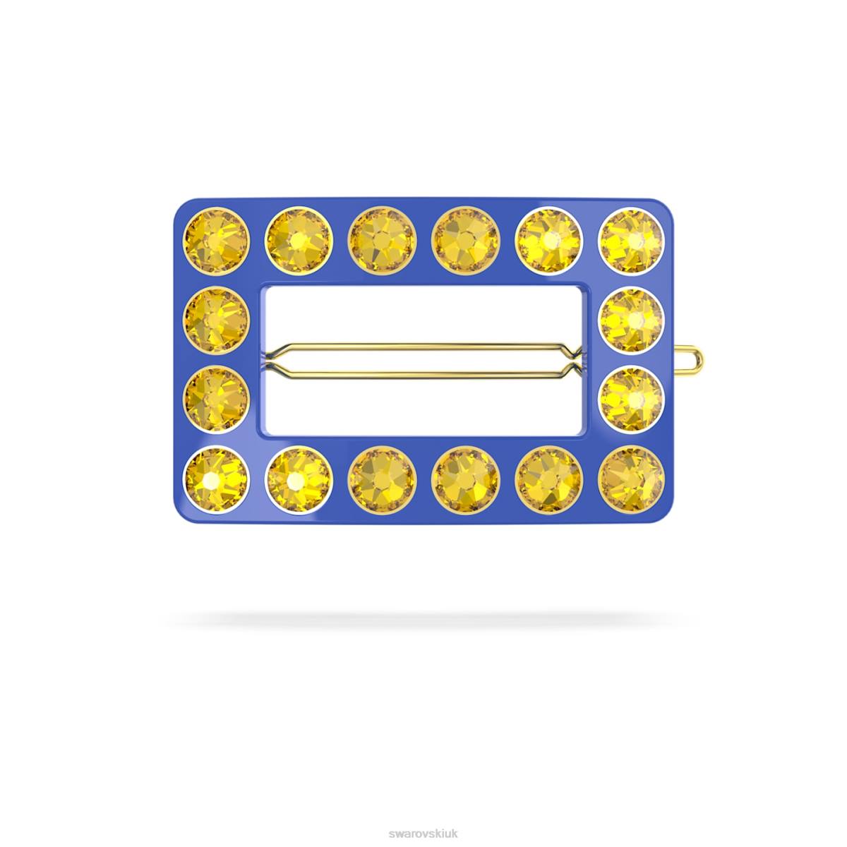 Accessories Swarovski Hair clip Round cut, Rectangular shape, Blue, Gold-tone plated 48JX1474