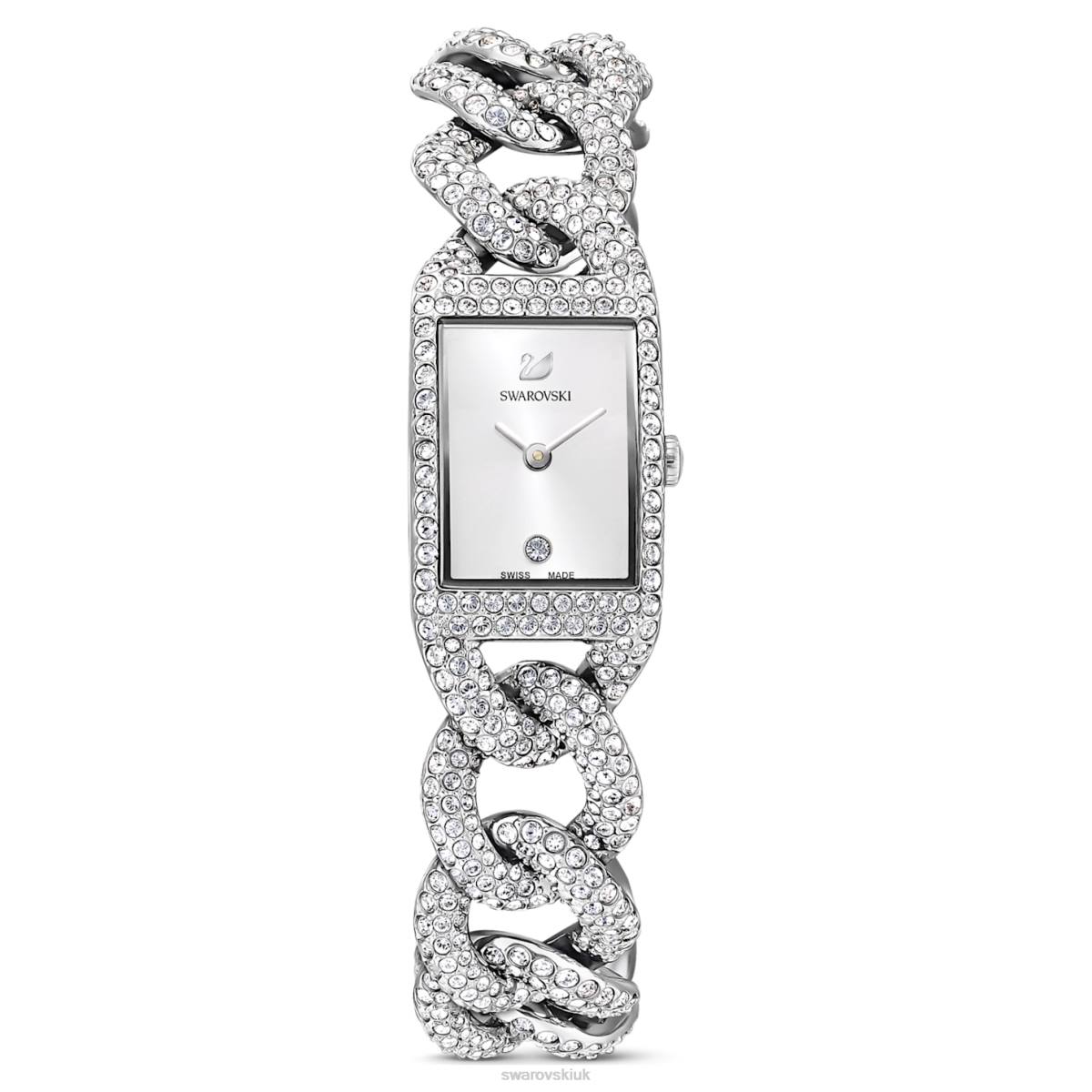 Accessories Swarovski Cocktail watch Swiss Made, Full pave, Metal bracelet, Silver tone, Stainless steel 48JX1227