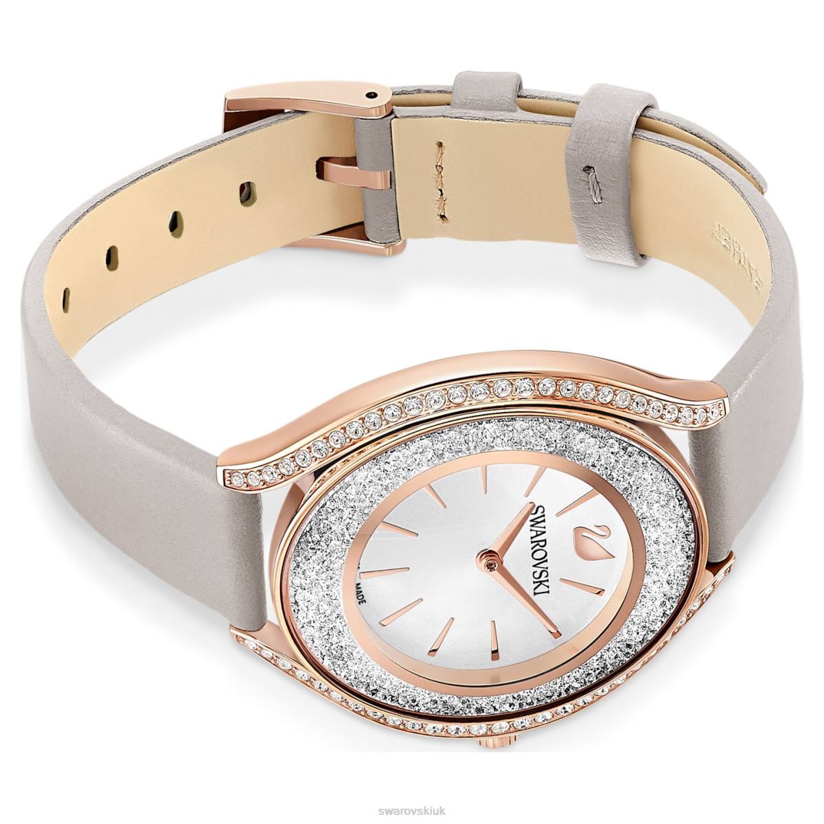 Accessories Swarovski Crystalline Aura watch Swiss Made, Leather strap, Gray, Rose gold-tone finish 48JX1183