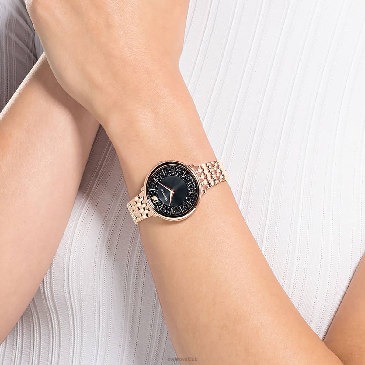 Accessories Swarovski Crystalline Chic watch Swiss Made, Metal bracelet, Black, Rose gold-tone finish 48JX1186