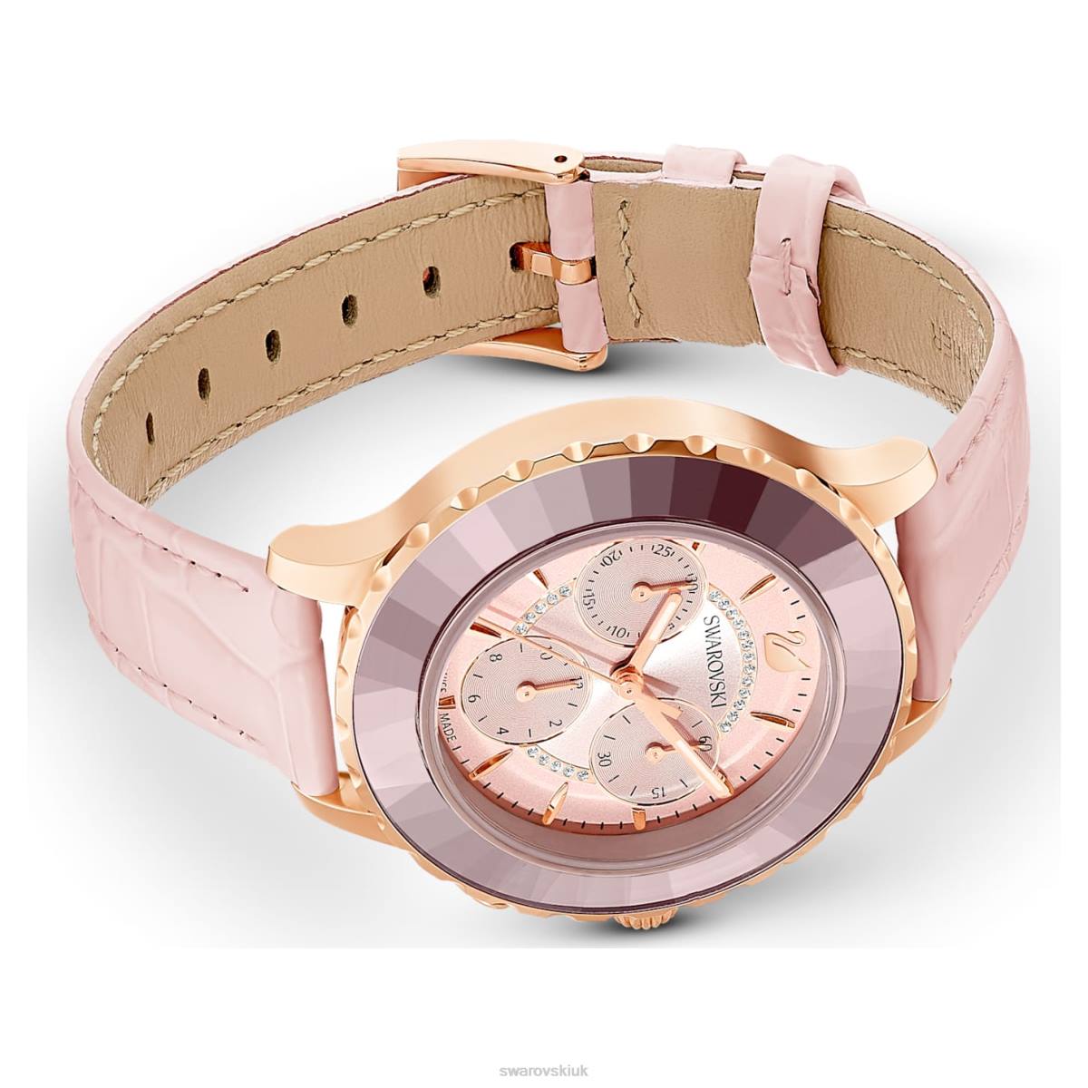 Accessories Swarovski Octea Lux Chrono watch Swiss Made, Leather strap, Pink, Rose gold-tone finish 48JX1191