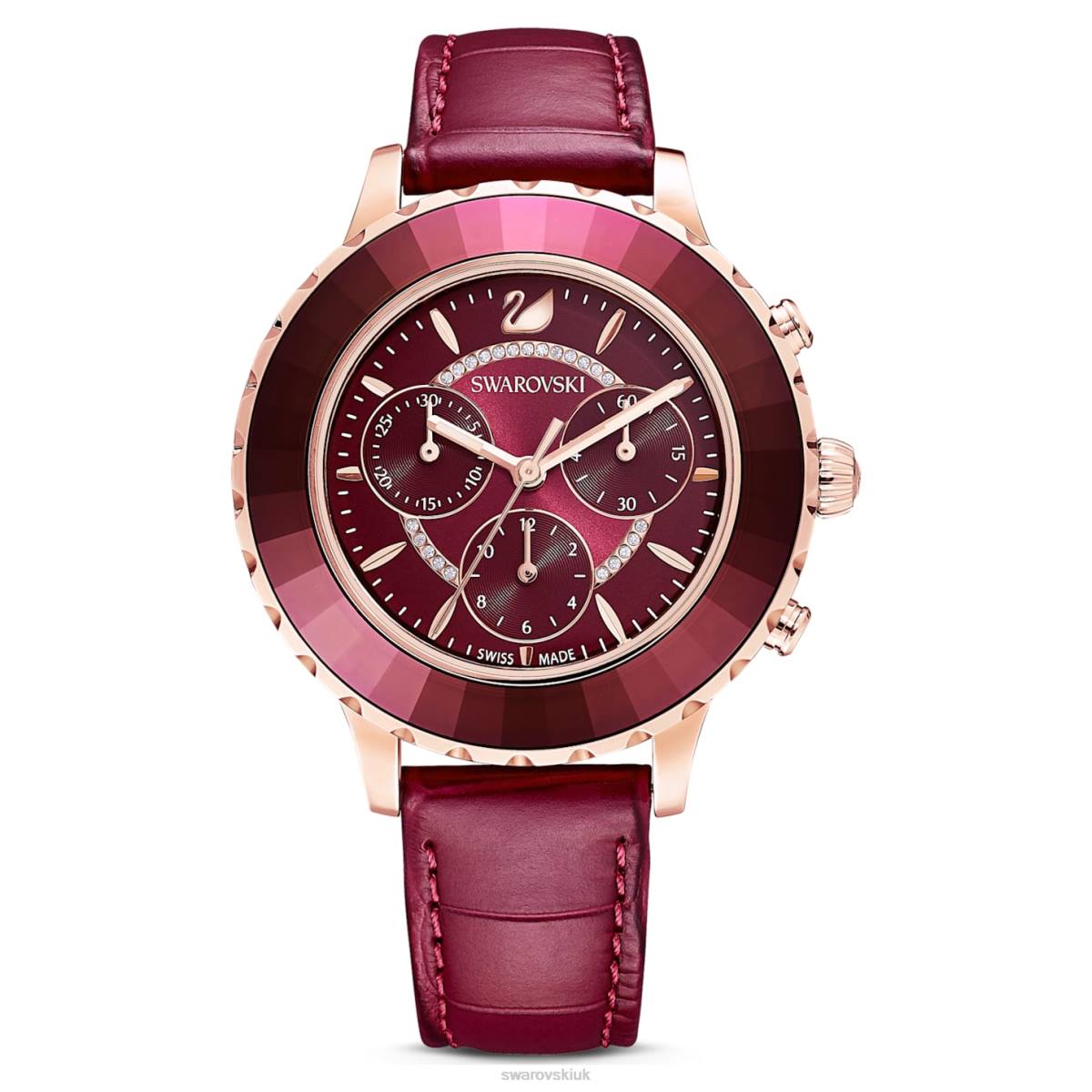 Accessories Swarovski Octea Lux Chrono watch Swiss Made, Leather strap, Red, Rose gold-tone finish 48JX1195