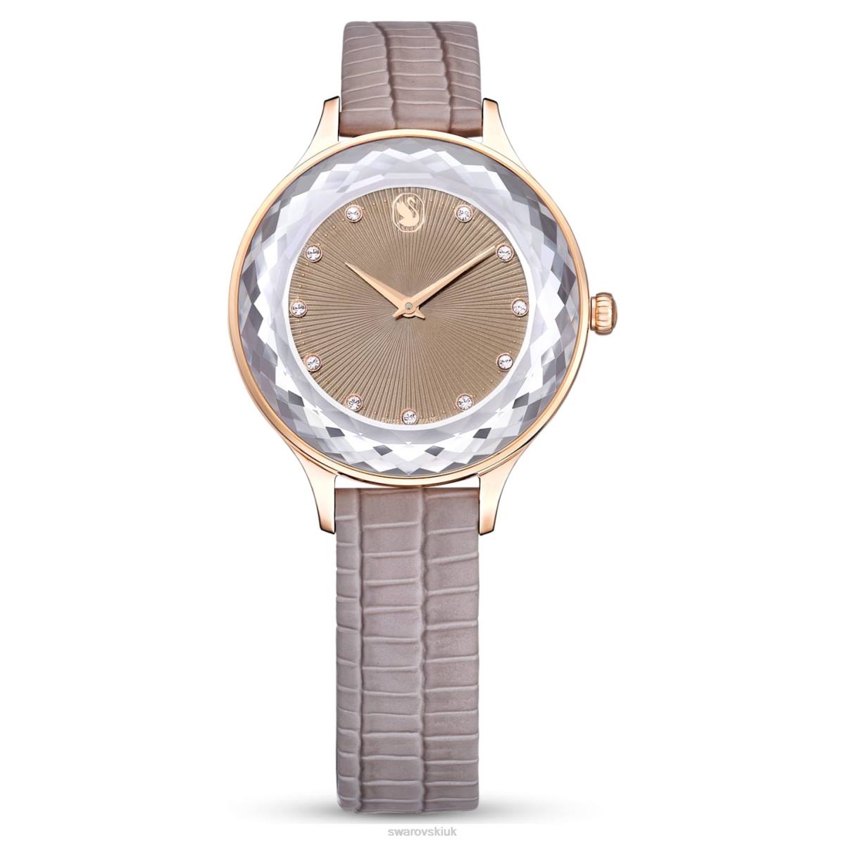 Accessories Swarovski Octea Nova watch Swiss Made, Leather strap, Beige, Rose gold-tone finish 48JX1184