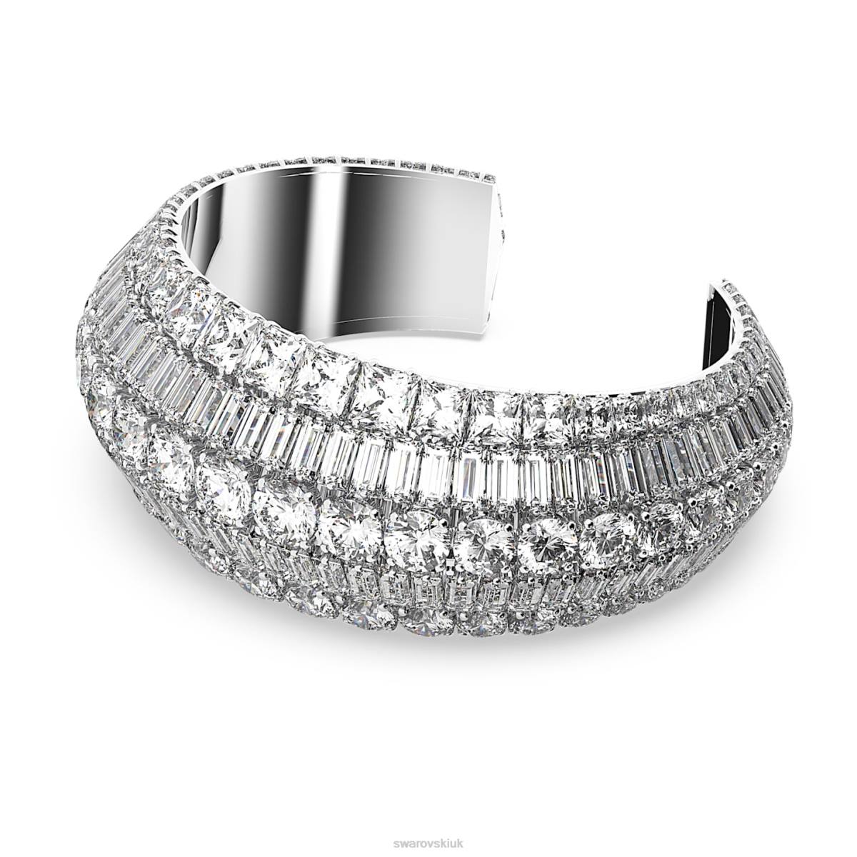 Jewelry Swarovski Hyperbola cuff Mixed cuts, White, Rhodium plated 48JX619