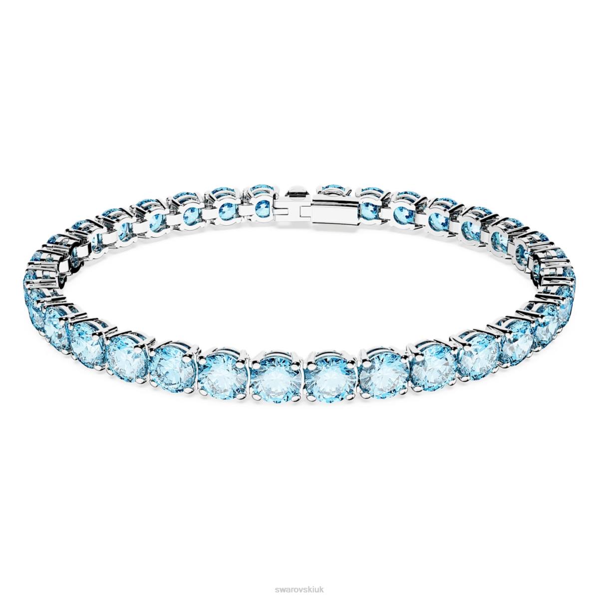 Jewelry Swarovski Matrix Tennis bracelet Round cut, Blue, Rhodium plated 48JX543