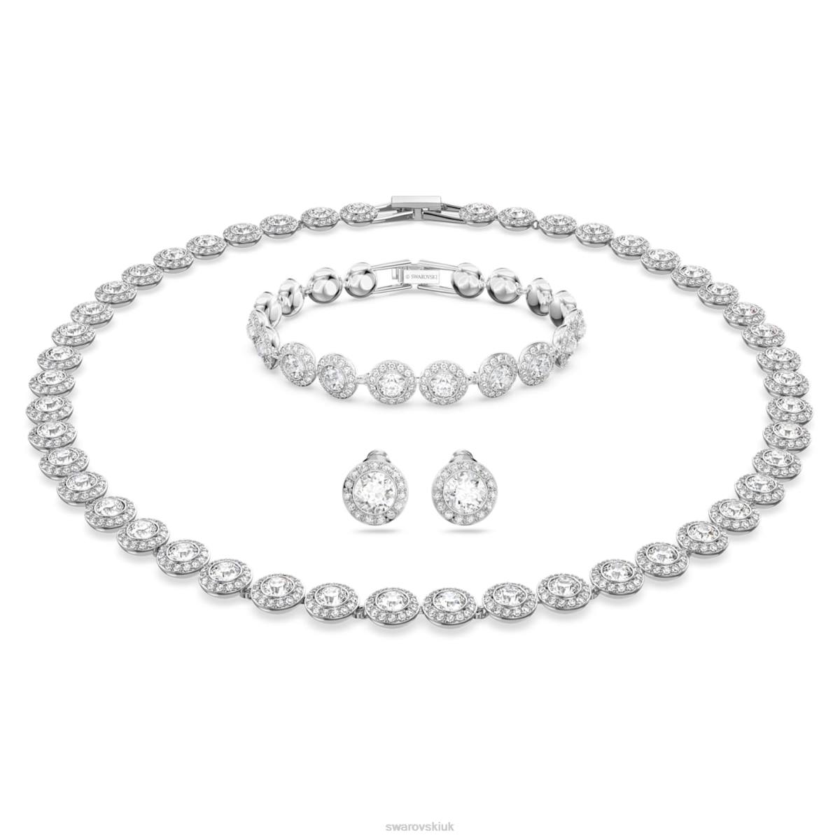 Jewelry Swarovski Angelic set Round cut, White, Rhodium plated 48JX371