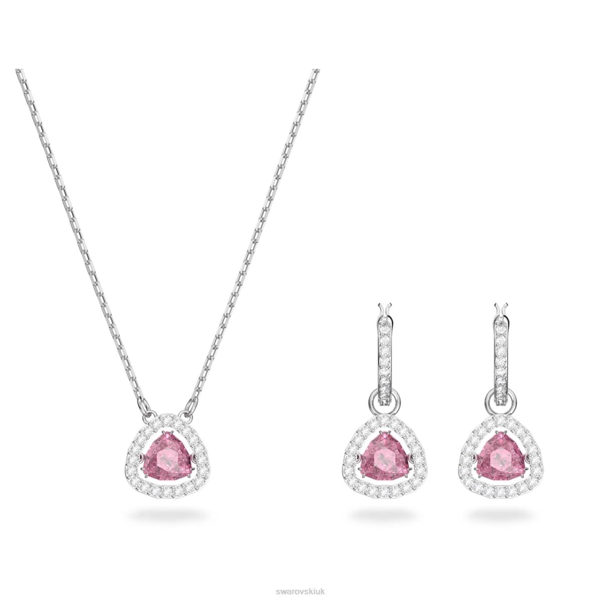 Jewelry Swarovski Millenia set Trilliant cut, Pink, Rhodium plated 48JX407