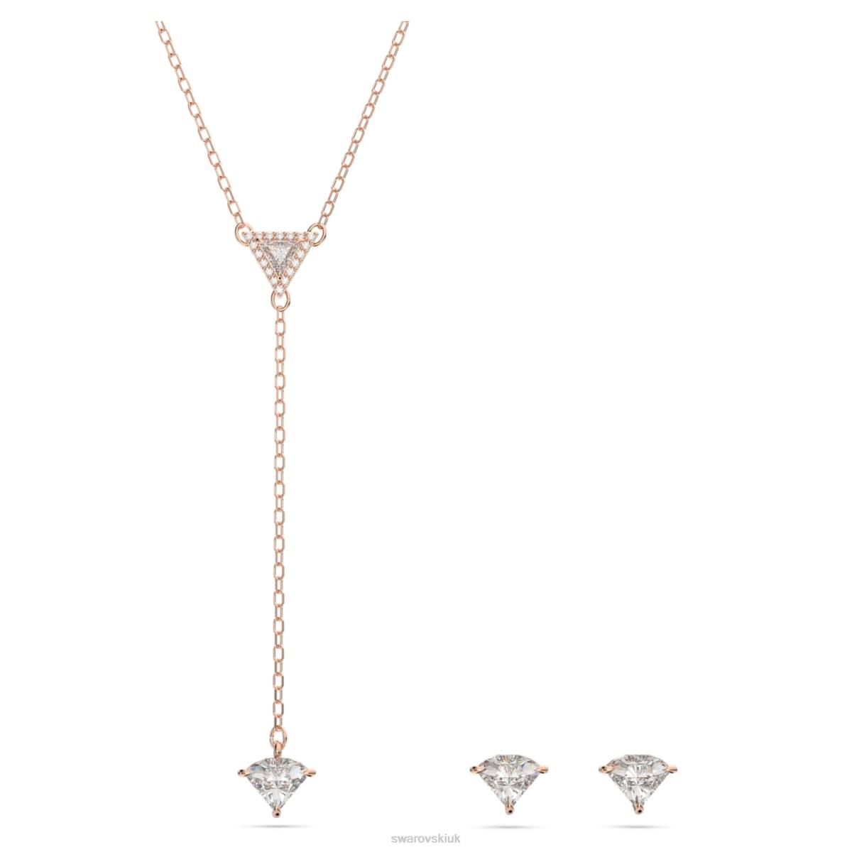 Jewelry Swarovski Ortyx set Triangle cut, White, Rose gold-tone plated 48JX387