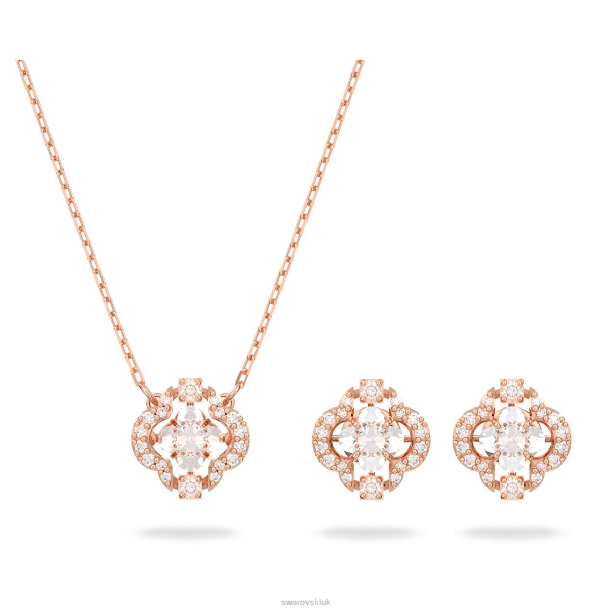 Jewelry Swarovski Sparkling Dance set Mixed cuts, Clover, White, Rose gold-tone plated 48JX411