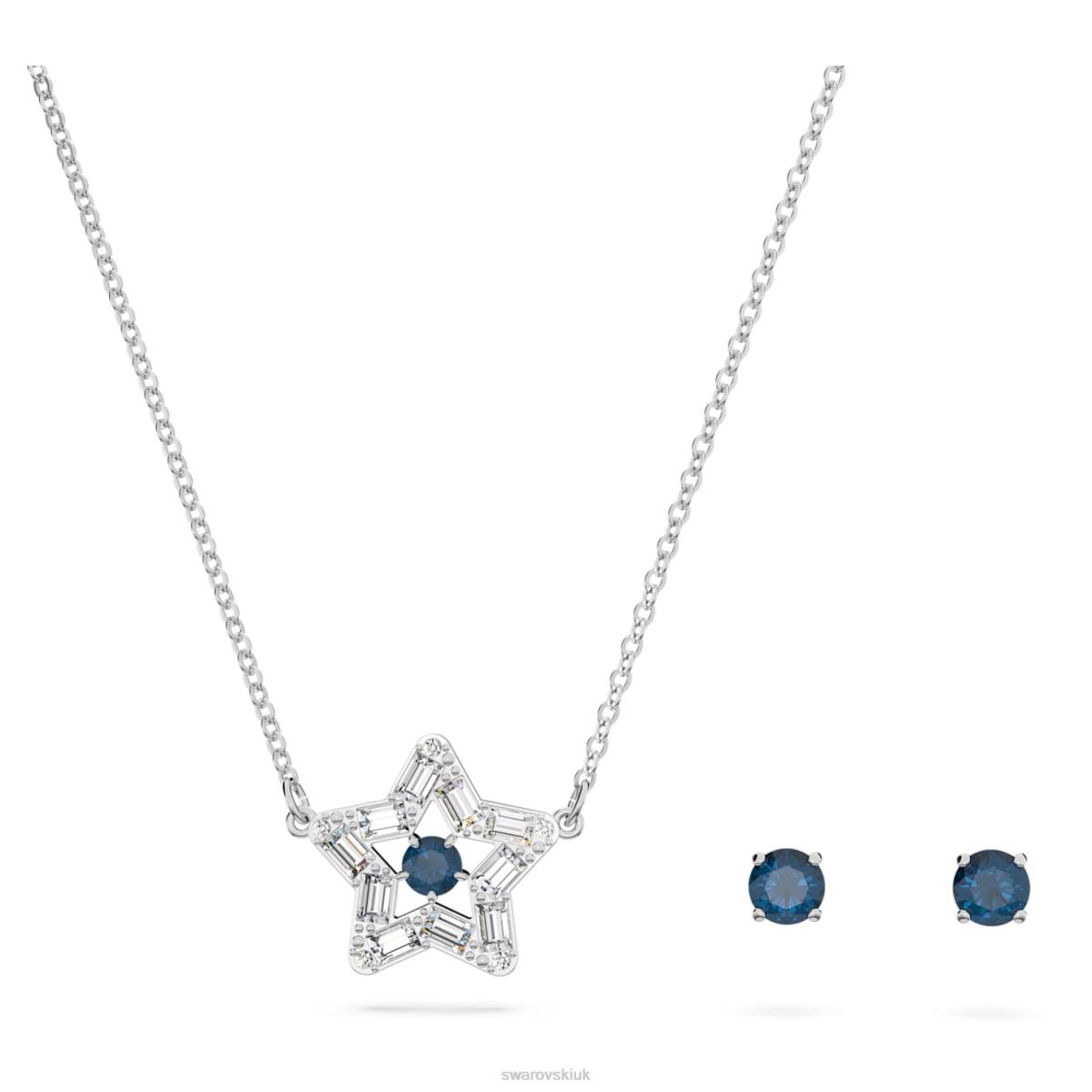 Jewelry Swarovski Stella set Mixed cuts, Star, Blue, Rhodium plated 48JX408