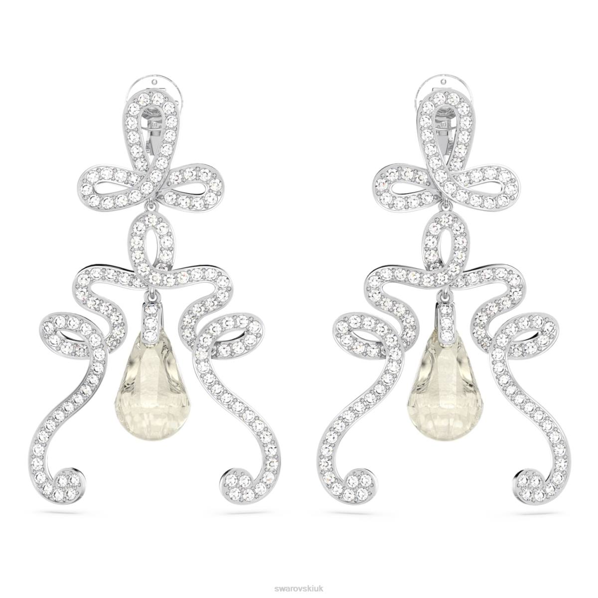 Jewelry Swarovski Fluenta clip earrings Reignited crystals, White, Rhodium plated 48JX956