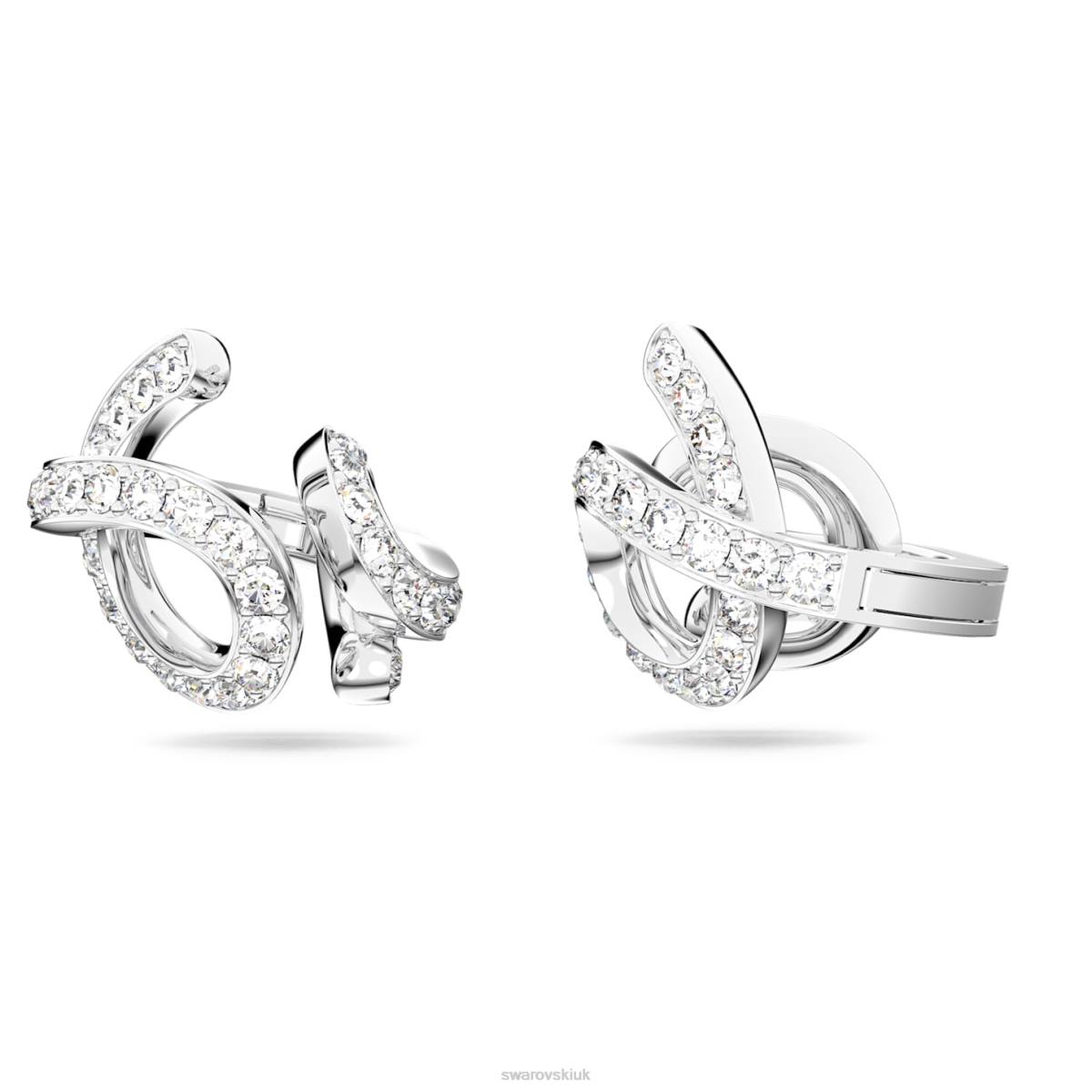 Jewelry Swarovski Fluenta clip earrings Reignited crystals, White, Rhodium plated 48JX958