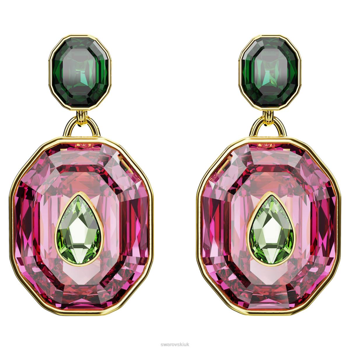 Jewelry Swarovski Chroma drop earrings Mixed cuts, Multicolored, Gold-tone plated 48JX853