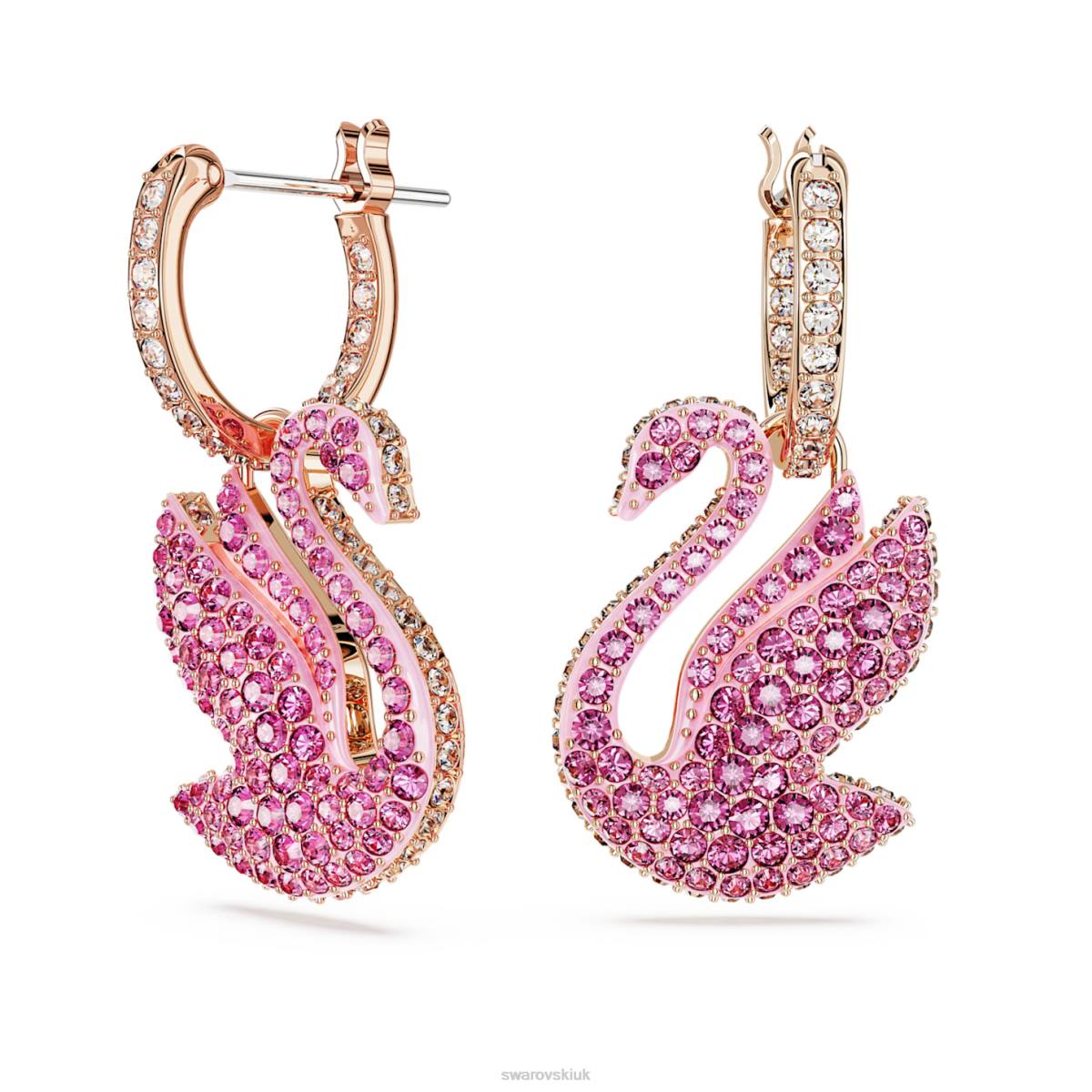 Jewelry Swarovski Iconic Swan drop earrings Swan, Pink, Rose gold-tone plated 48JX812