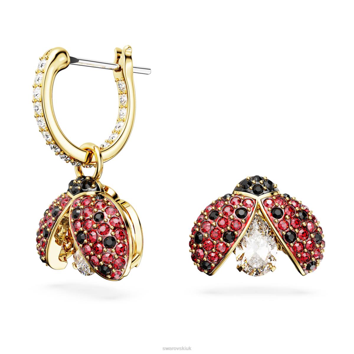 Jewelry Swarovski Idyllia drop earrings Ladybug, Red, Gold-tone plated 48JX826