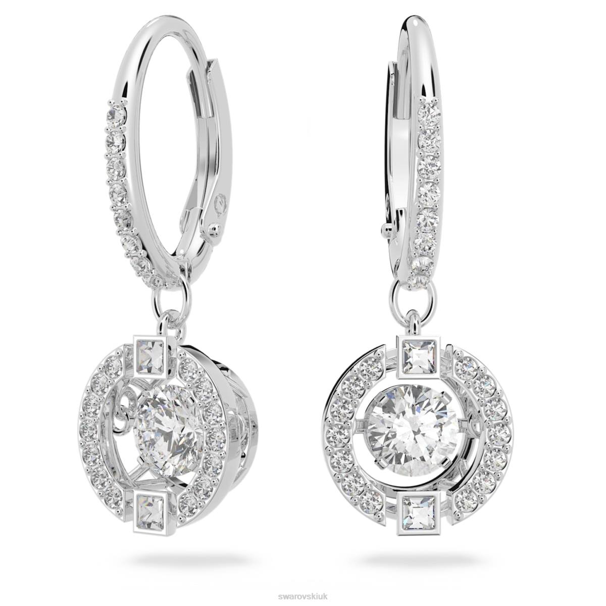 Jewelry Swarovski Sparkling Dance drop earrings Round cut, White, Rhodium plated 48JX768