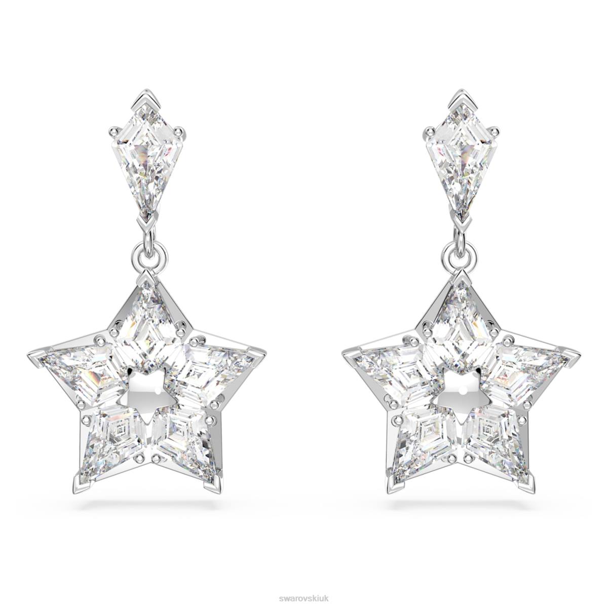 Jewelry Swarovski Stella drop earrings Kite cut, Star, White, Rhodium plated 48JX788