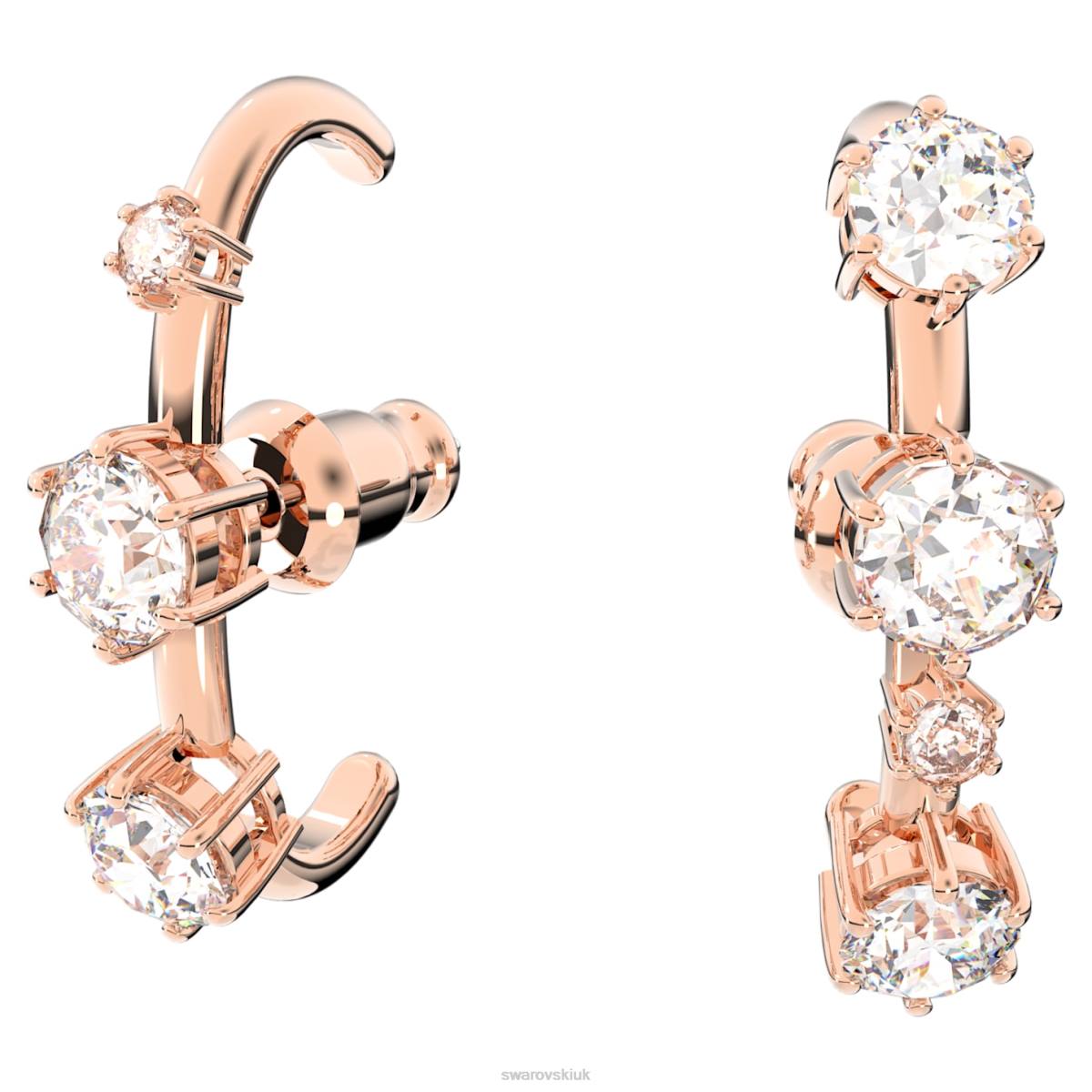 Jewelry Swarovski Constella ear cuffs Asymmetrical design, Round cut, White, Rose gold-tone plated 48JX972