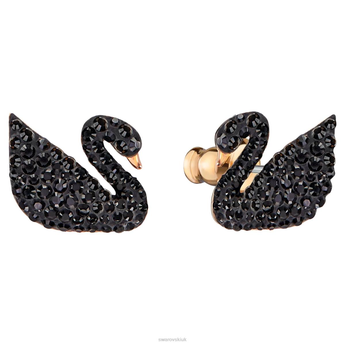 Jewelry Swarovski Iconic Swan earring jackets Swan, Black, Rose gold-tone plated 48JX964
