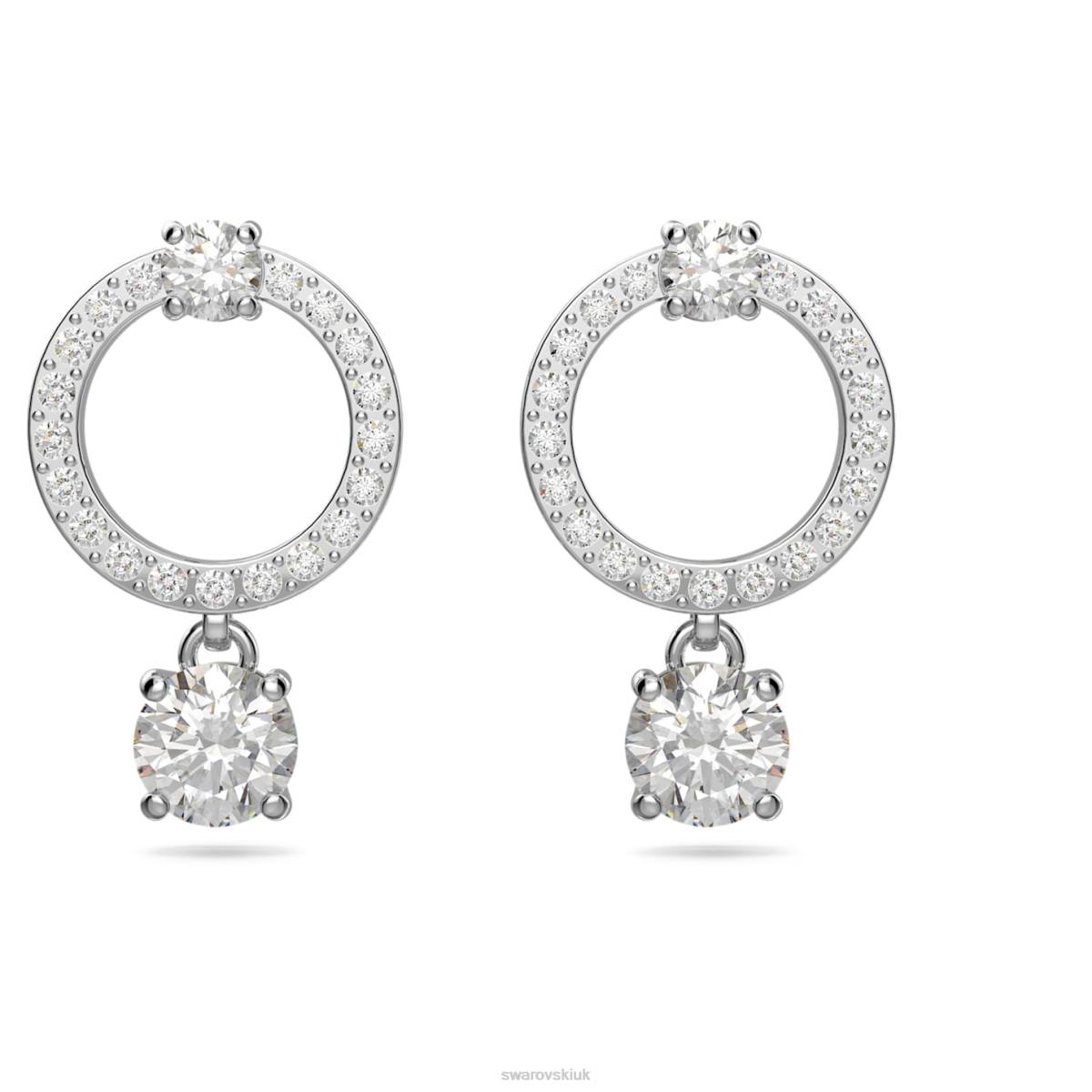 Jewelry Swarovski Attract hoop earrings Round cut, White, Rhodium plated 48JX773