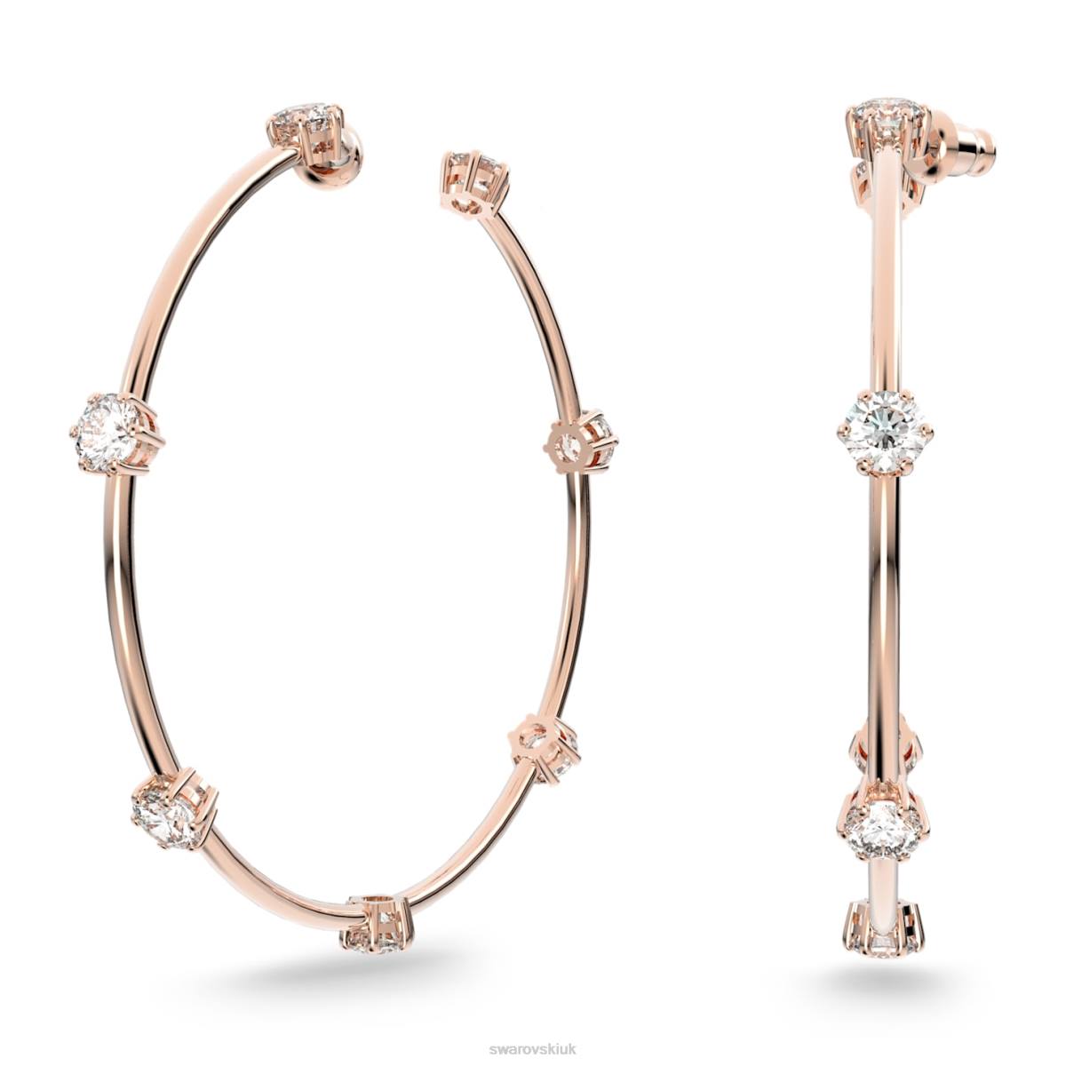 Jewelry Swarovski Constella hoop earrings Round cut, White, Rose gold-tone plated 48JX889