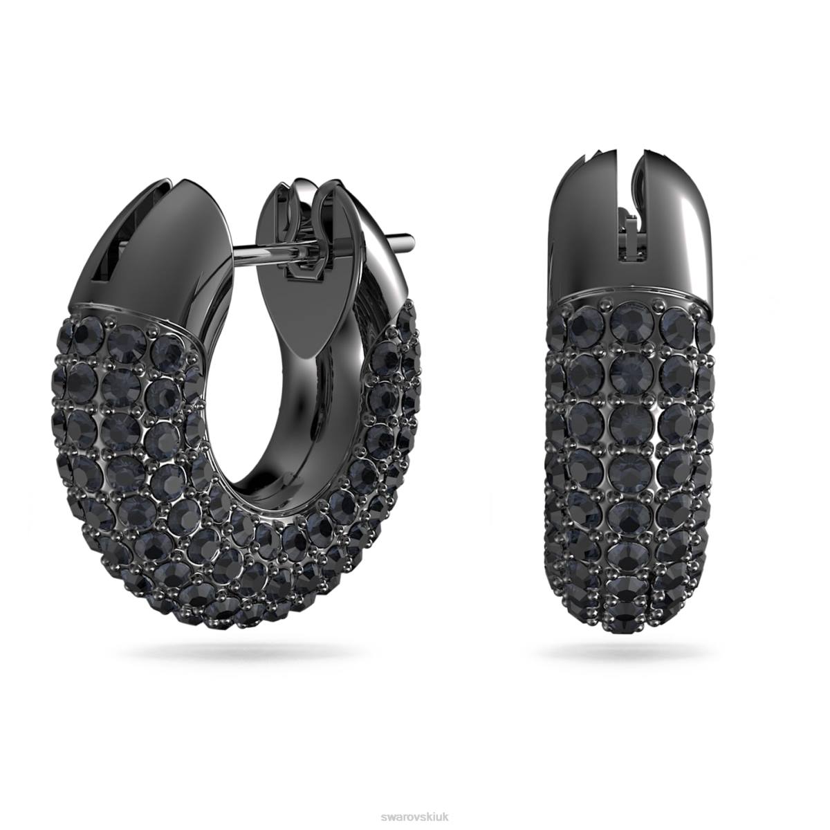 Jewelry Swarovski Dextera hoop earrings Black, Ruthenium plated 48JX920
