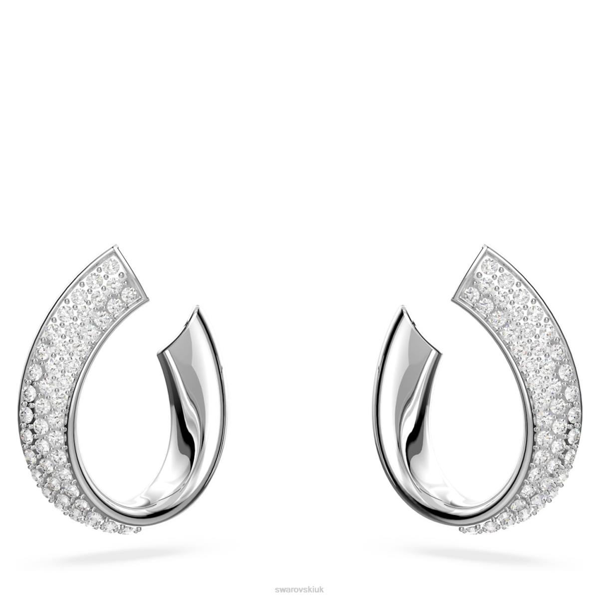 Jewelry Swarovski Exist hoop earrings White, Rhodium plated 48JX897