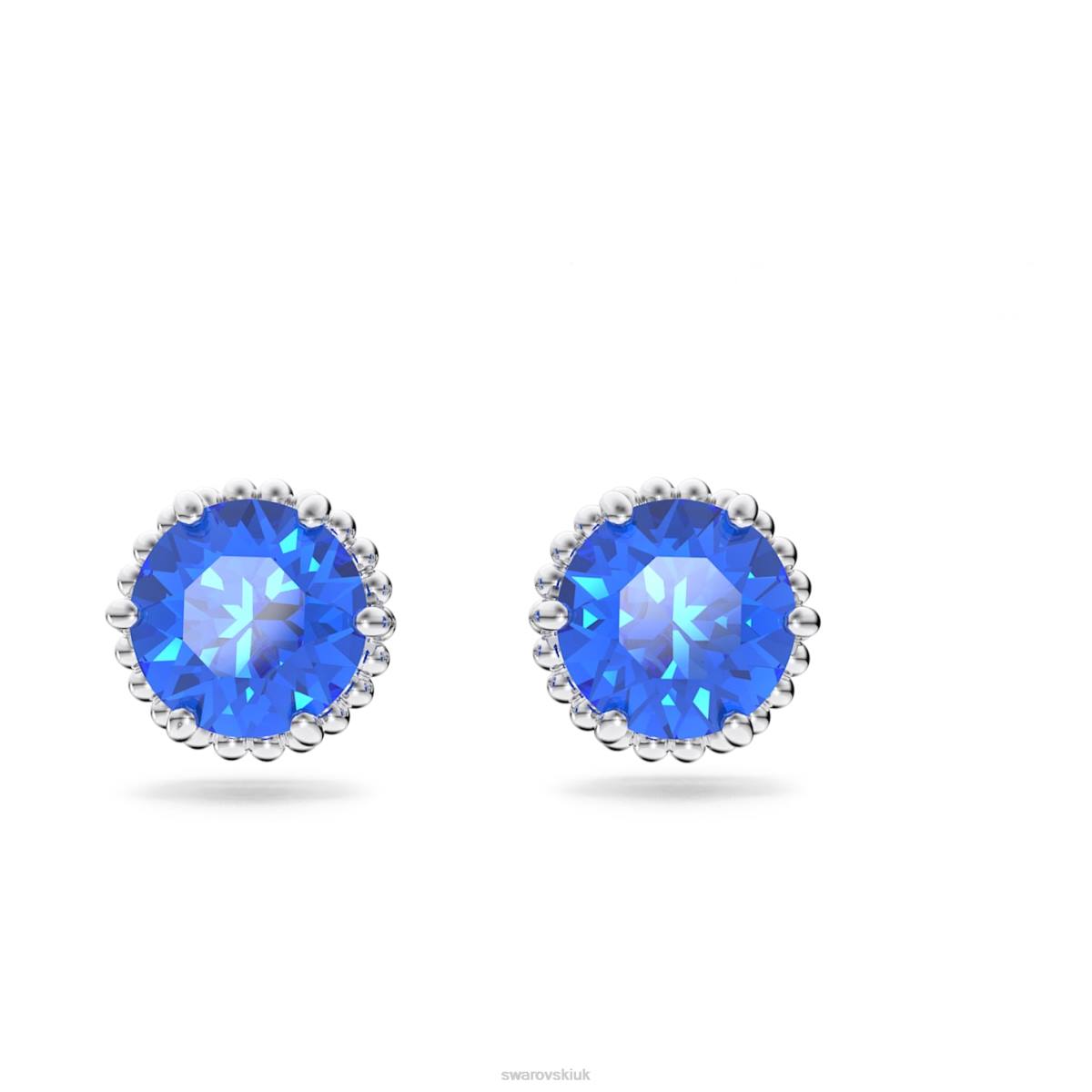 Jewelry Swarovski Birthstone stud earrings Round cut September, Blue, Rhodium plated 48JX685