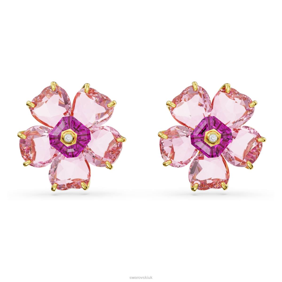Jewelry Swarovski Florere stud earrings Flower, Pink, Gold-tone plated 48JX751