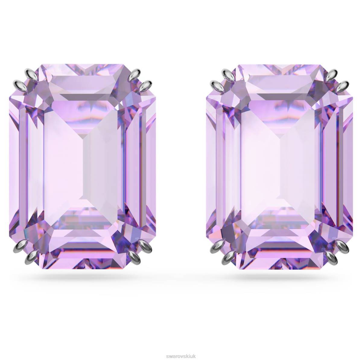 Jewelry Swarovski Millenia stud earrings Octagon cut, Purple, Rhodium plated 48JX675