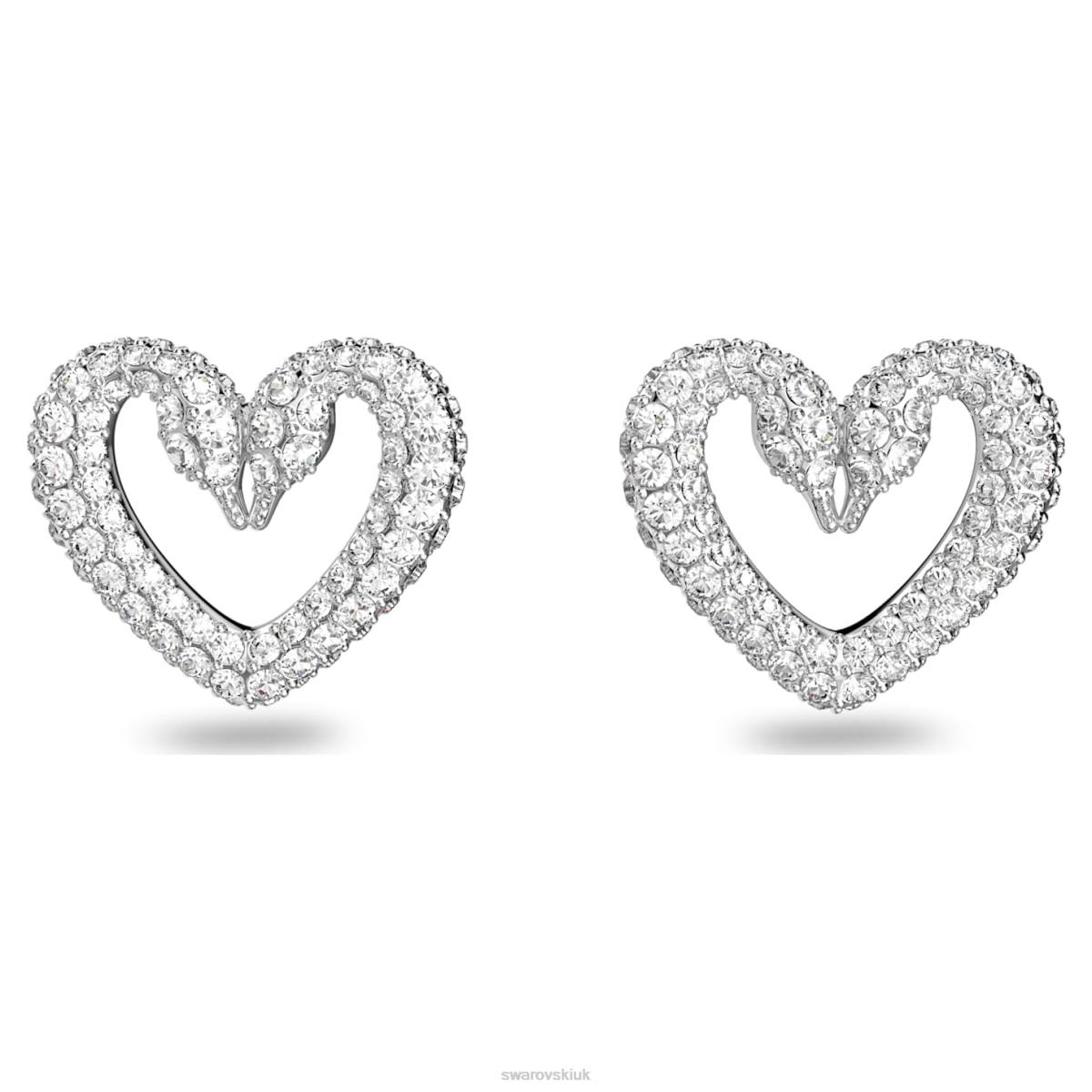 Jewelry Swarovski Una stud earrings Heart, White, Rhodium plated 48JX710
