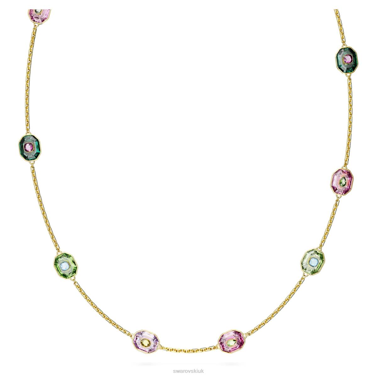 Jewelry Swarovski Chroma necklace Octagon cut, Multicolored, Gold-tone plated 48JX141