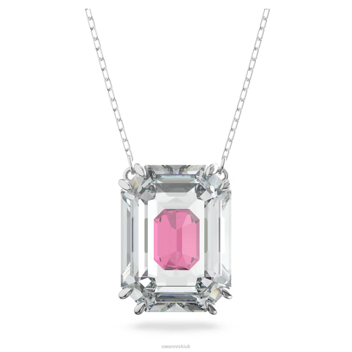 Jewelry Swarovski Chroma necklace Octagon cut, Pink, Rhodium plated 48JX116