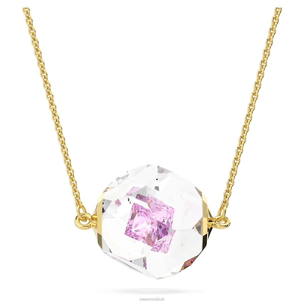 Jewelry Swarovski Curiosa necklace Floating chaton, Pink, Gold-tone plated 48JX149
