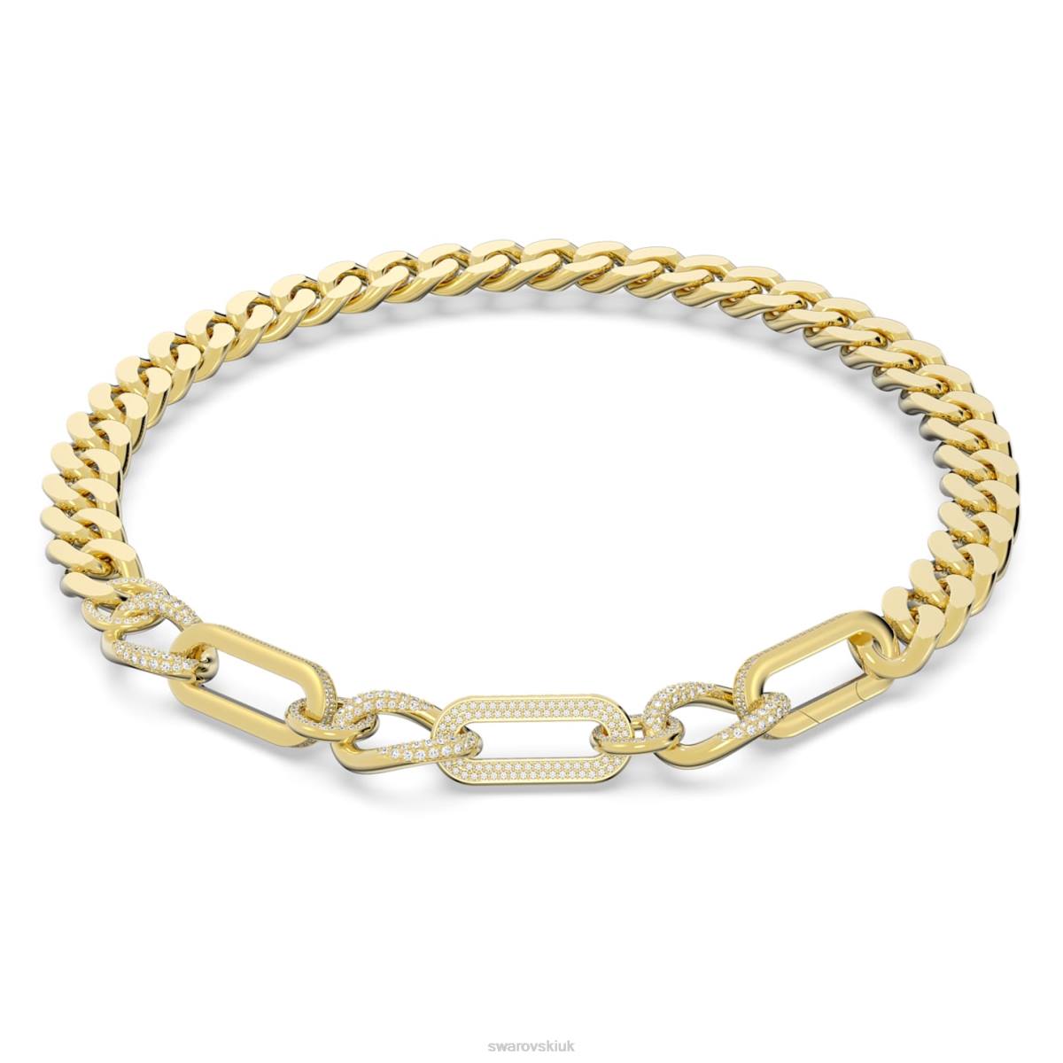 Jewelry Swarovski Dextera necklace Statement, Mixed links, White, Gold-tone plated 48JX43