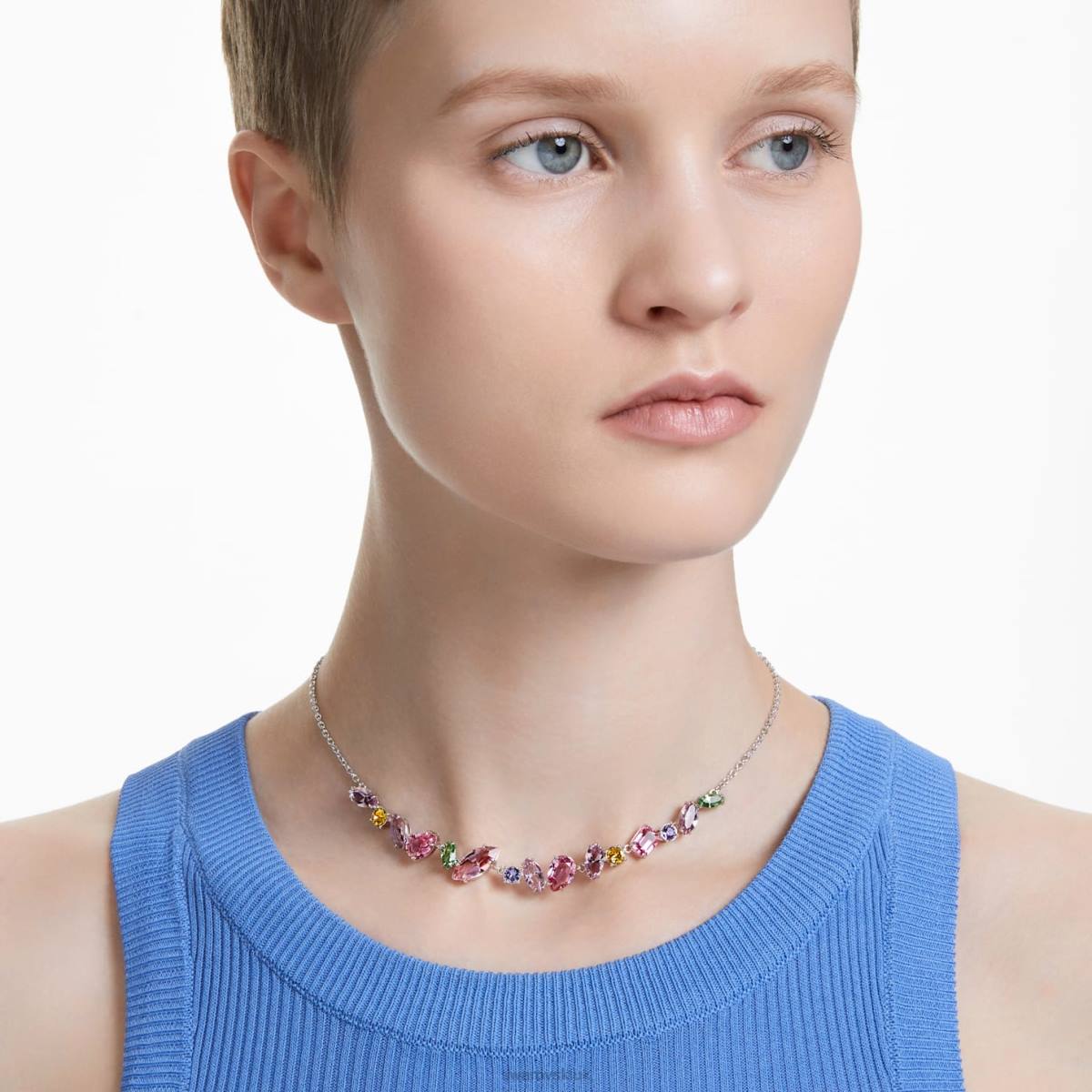 Jewelry Swarovski Gema necklace Mixed cuts, Multicolored, Rhodium plated 48JX4