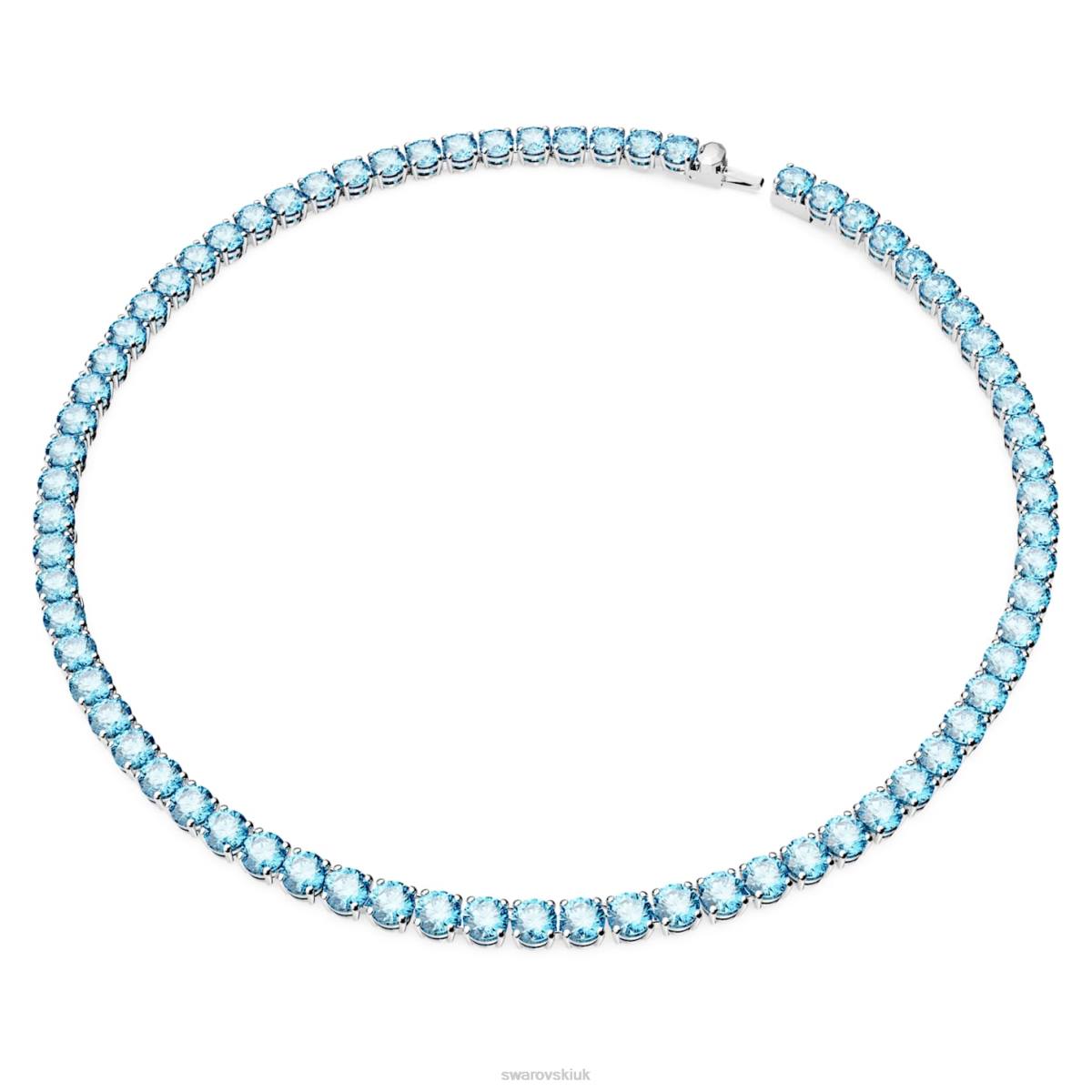 Jewelry Swarovski Matrix Tennis necklace Round cut, Blue, Rhodium plated 48JX7