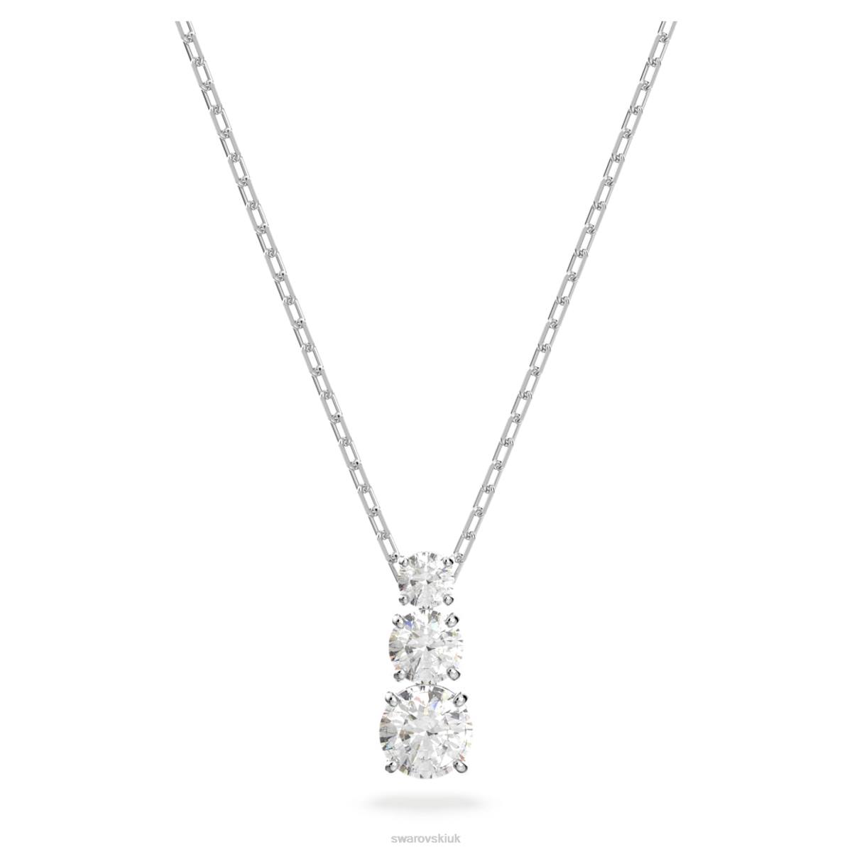 Jewelry Swarovski Attract Trilogy pendant Round cut, White, Rhodium plated 48JX173