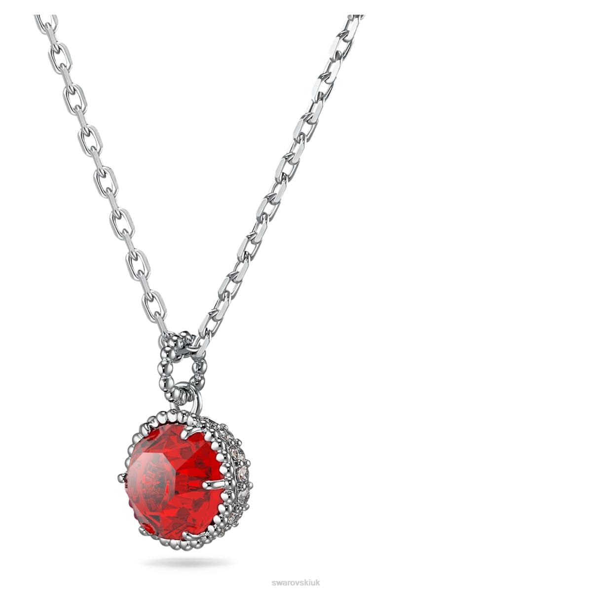 Jewelry Swarovski Birthstone pendant Round cut January, Red, Rhodium plated 48JX317
