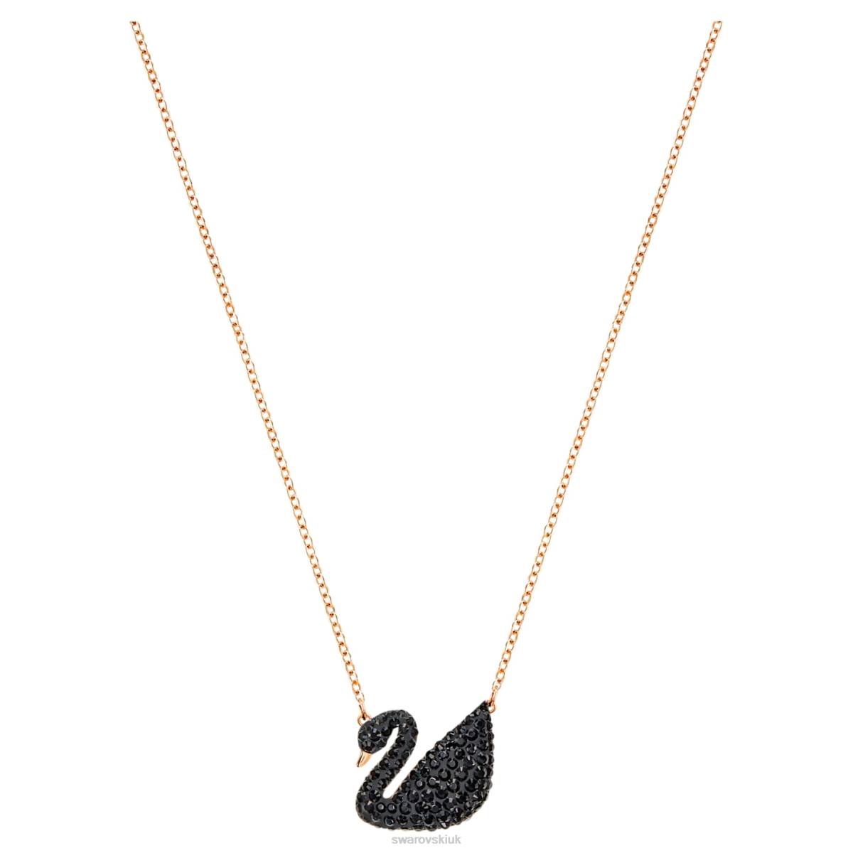 Jewelry Swarovski Iconic Swan pendant Swan, Black, Rose gold-tone plated 48JX168