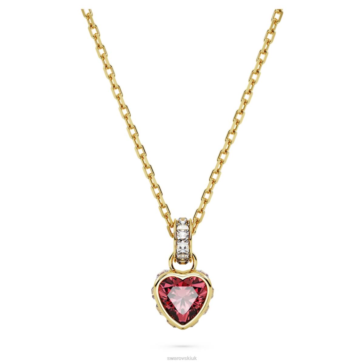 Jewelry Swarovski Stilla pendant Heart, Red, Gold-tone plated 48JX228