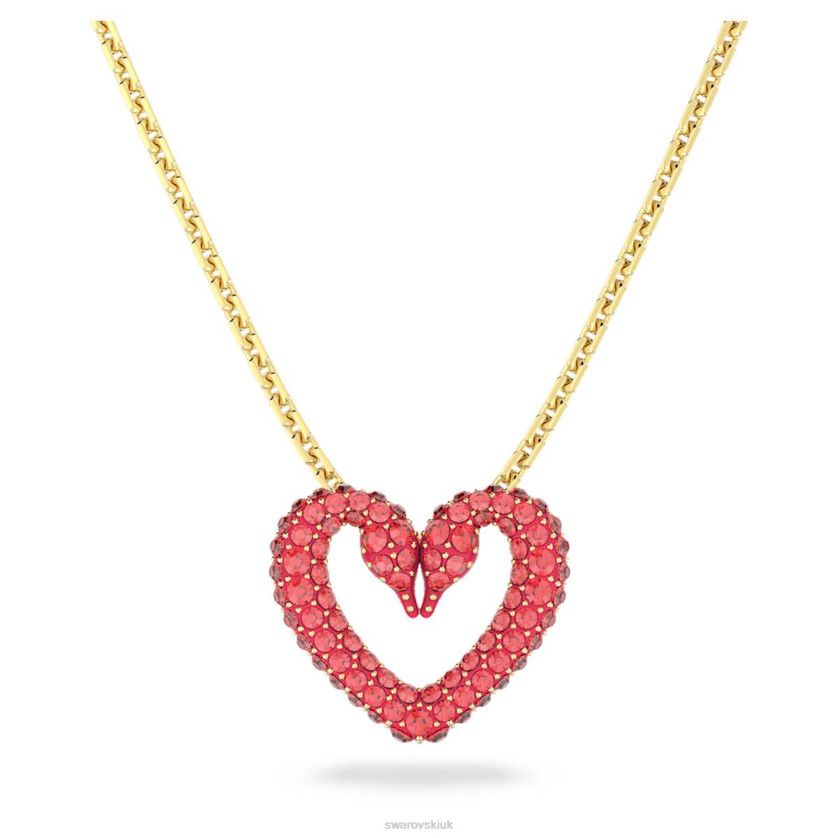 Jewelry Swarovski Una pendant Pave, Heart, Red, Gold-tone plated 48JX208