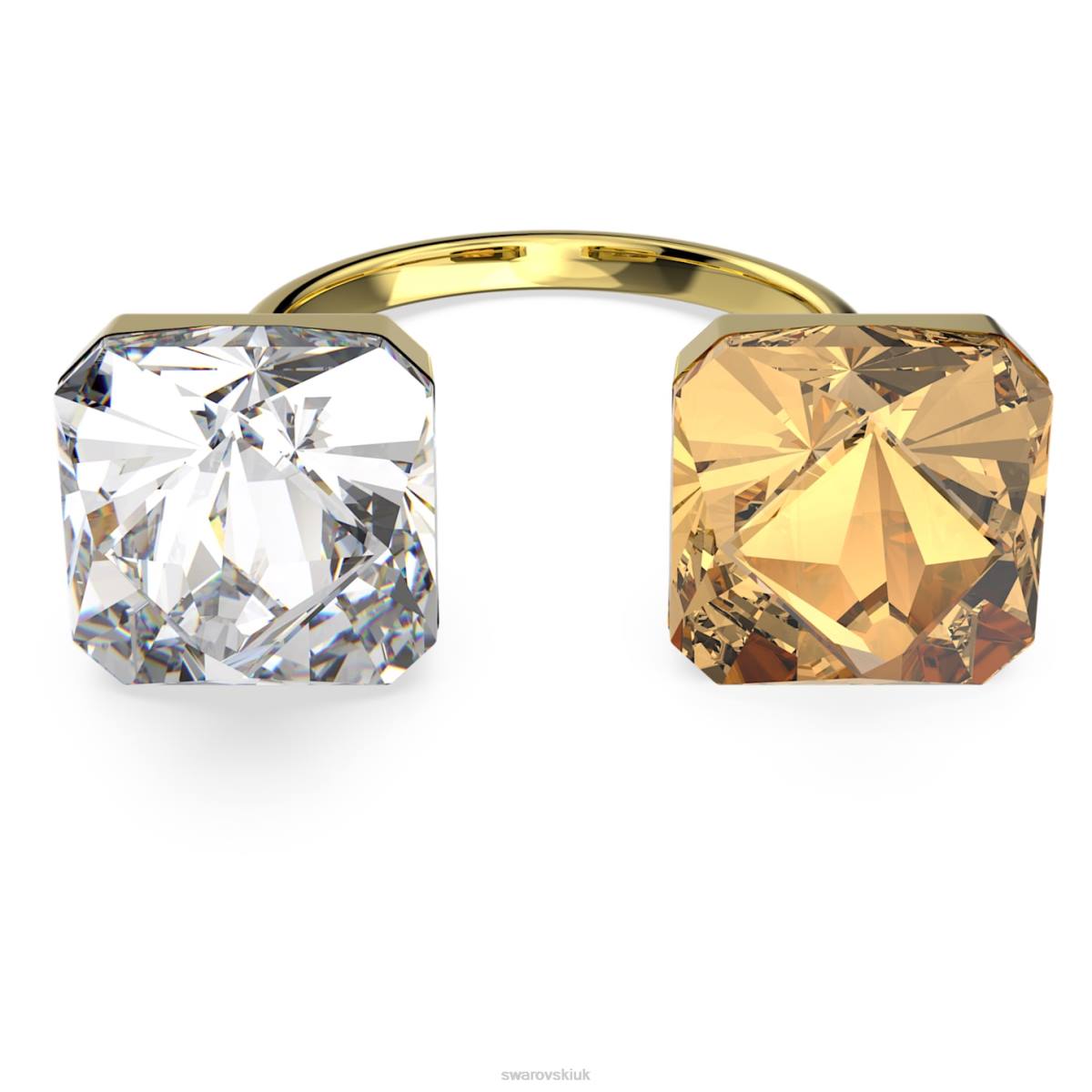 Jewelry Swarovski Ortyx open ring Pyramid cut, Yellow, Gold-tone plated 48JX1065