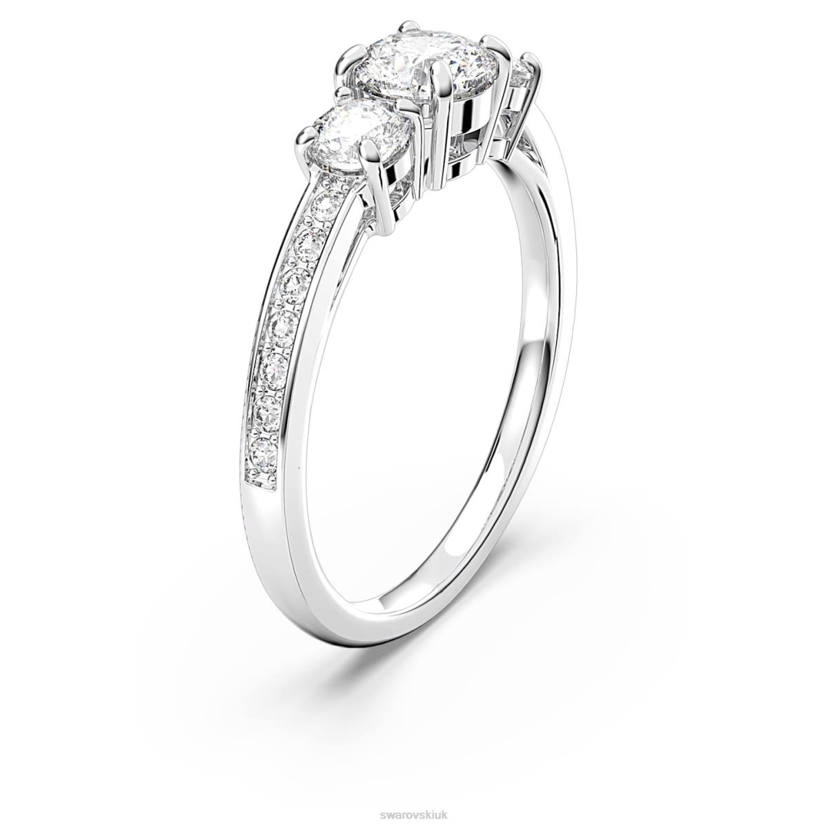Jewelry Swarovski Attract Trilogy ring Round cut, White, Rhodium plated 48JX977