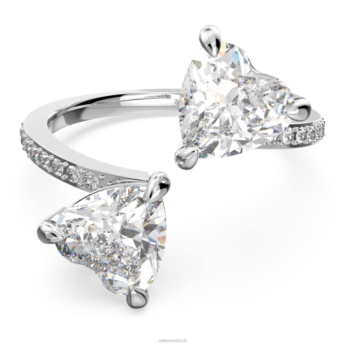 Jewelry Swarovski Attract Soul open ring Heart, White, Rhodium plated 48JX1092