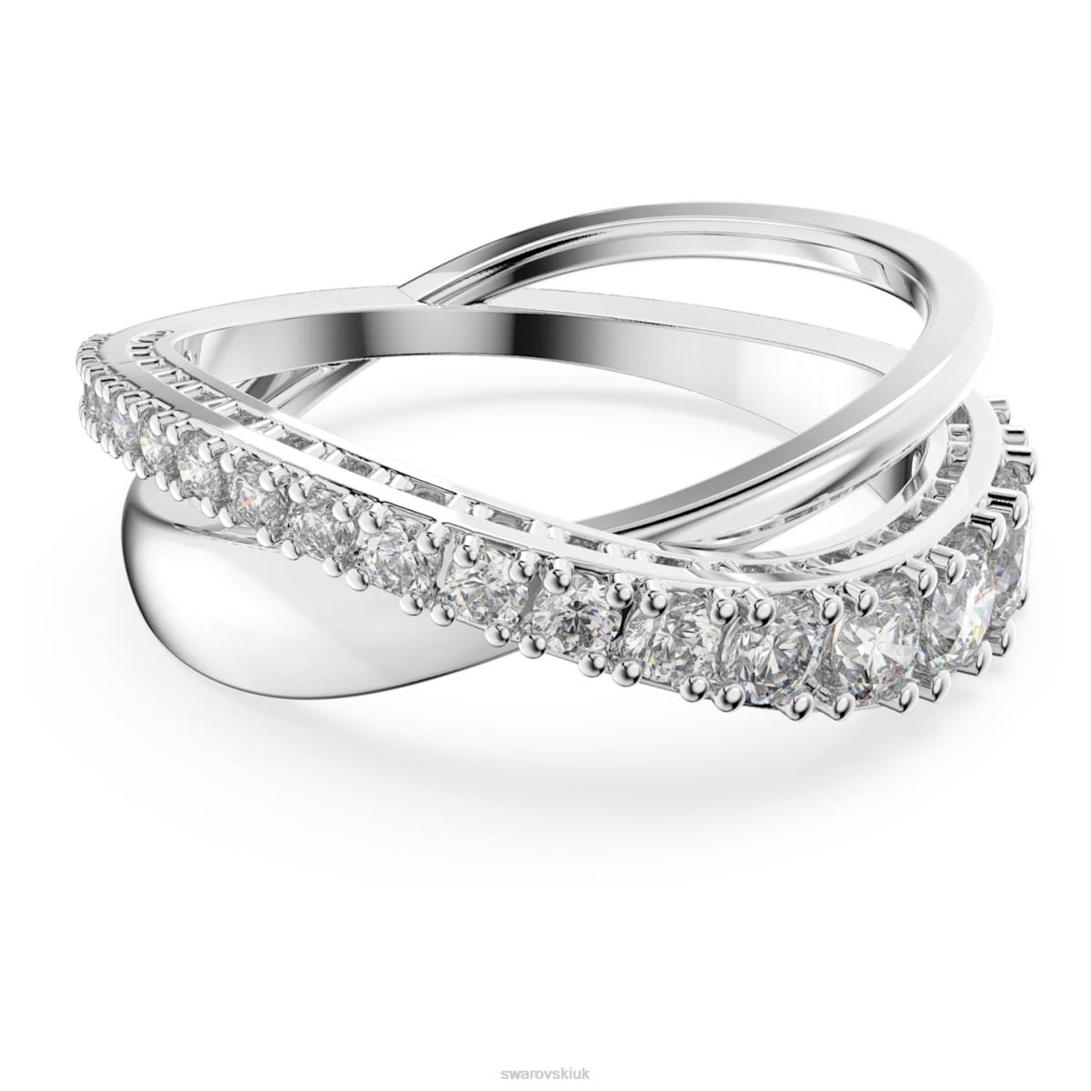 Jewelry Swarovski Twist ring Round cut, White, Rhodium plated 48JX1081