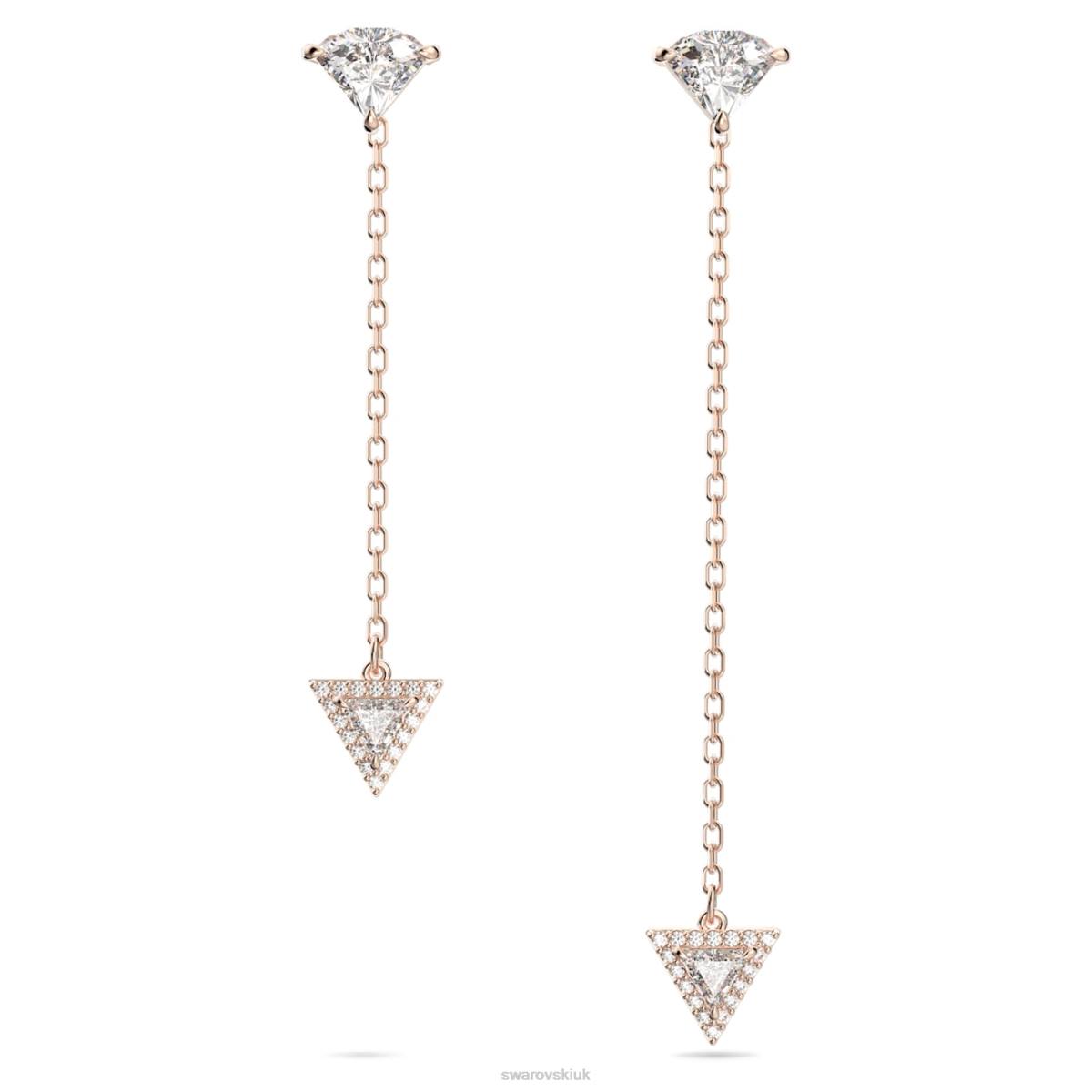 Jewelry Swarovski Ortyx drop earrings Asymmetrical design, Triangle cut, White, Rose gold-tone plated 48JX790