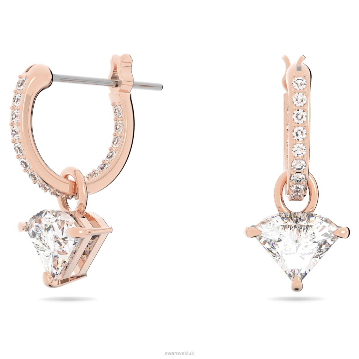 Jewelry Swarovski Ortyx drop earrings Triangle cut, White, Rose gold-tone plated 48JX791