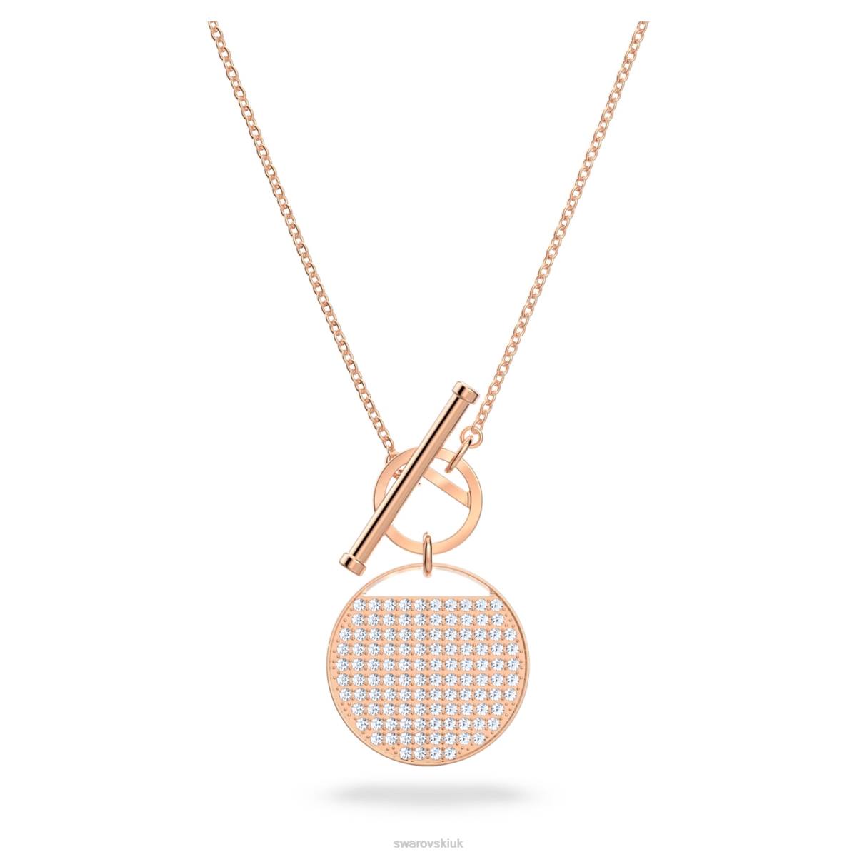 Jewelry Swarovski Ginger T Bar necklace White, Rose gold-tone plated 48JX127