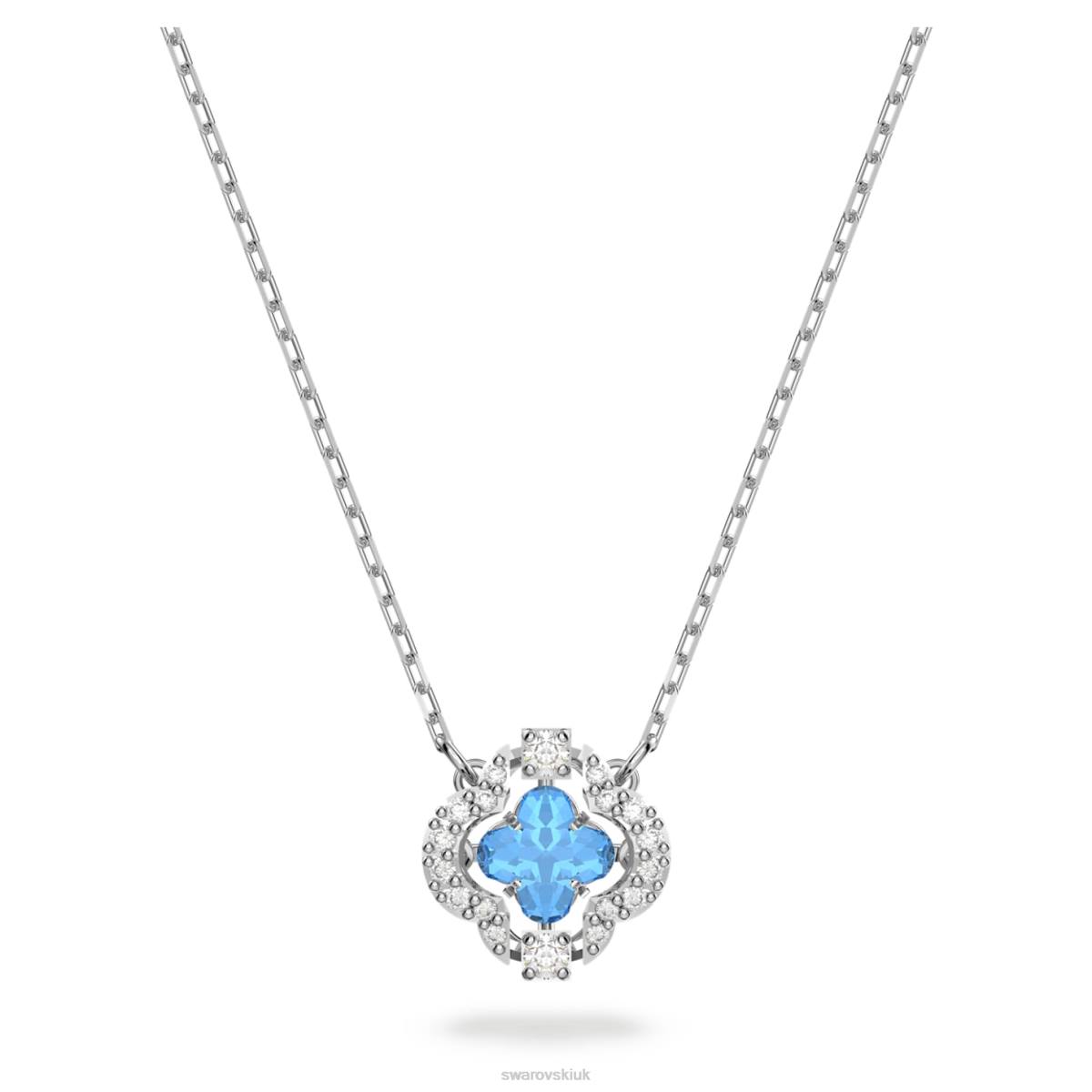 Jewelry Swarovski Sparkling Dance necklace Clover, Blue, Rhodium plated 48JX124